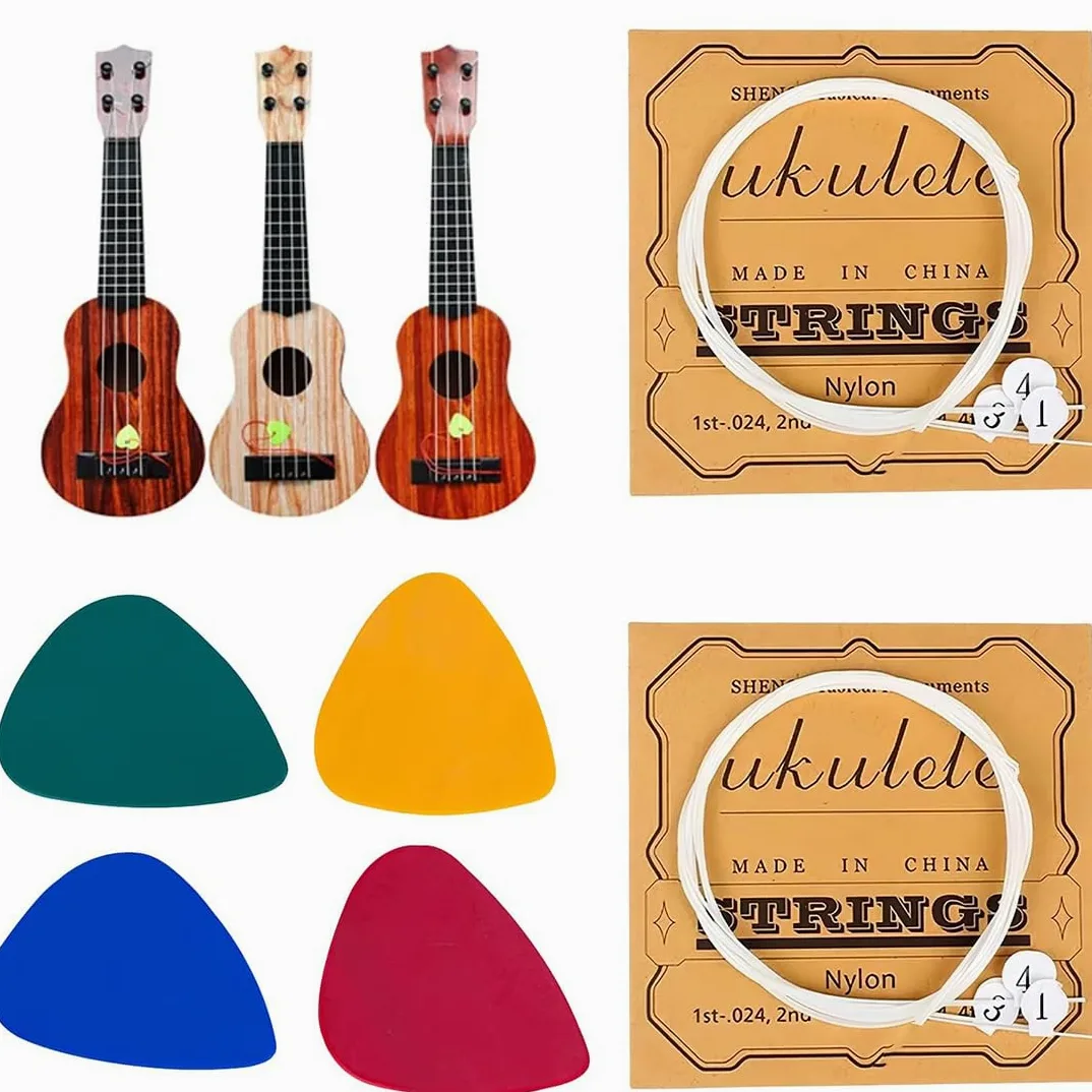 WeddHuis Corde per Ukulele in Nylon 4 Plettri Ukulele, Set di Corde per Ukulele Corde acustiche Accessori per Ukulele Corde in Nylon per Ukulele con Plettri