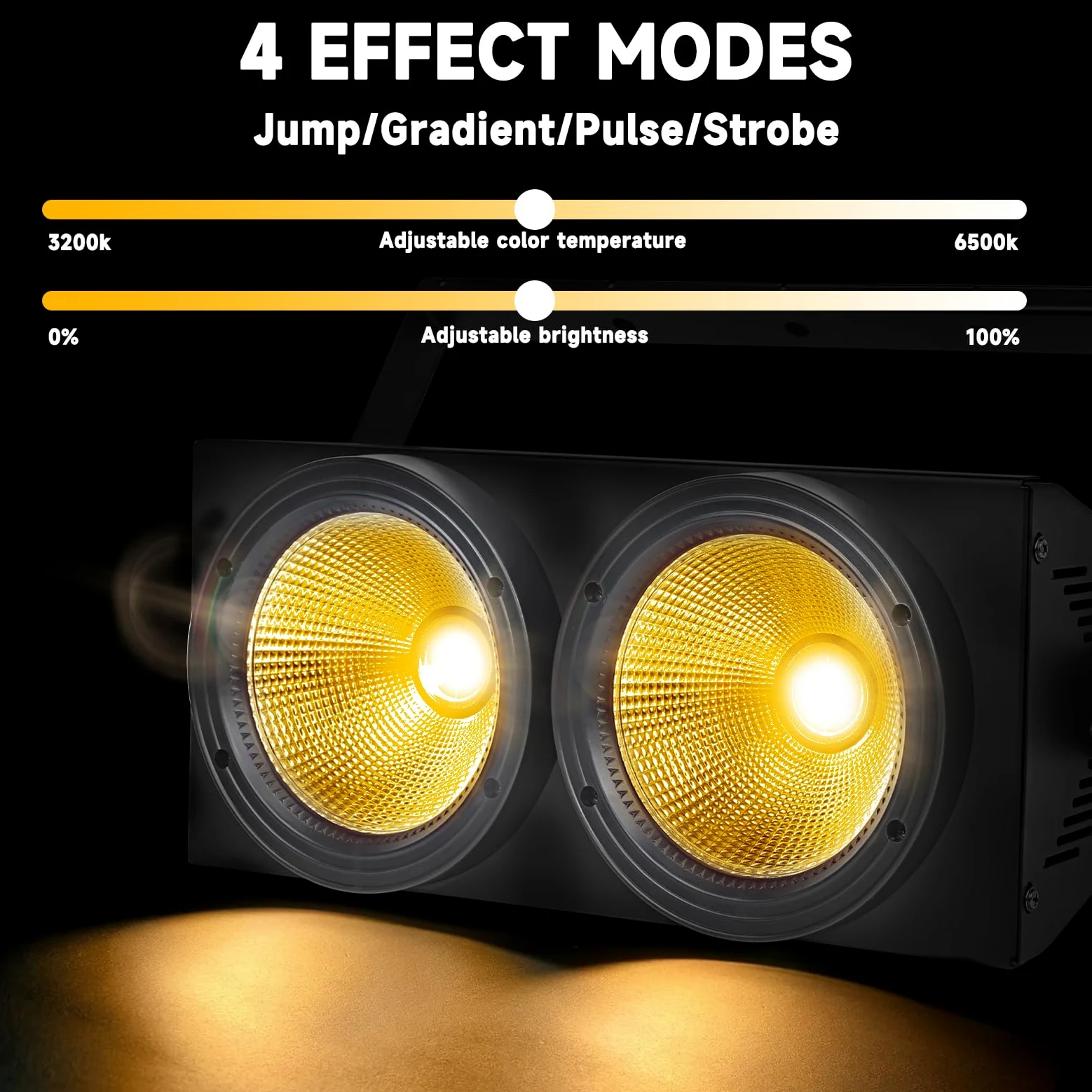 WECAN 200 W LED cieco PAR, luce LED a 2 occhi, luce bianca calda, controllo DMX, stroboscopio COB attivato dal rumore per teatro, chiesa e eventi DJ (confezione da 2)