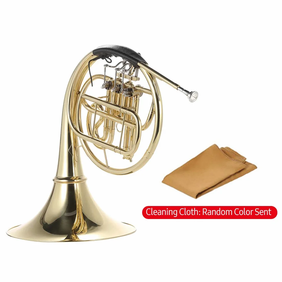 Corno francese,Sib corno francese singolo 3 tasti ottone lacca oro corno francese diviso a fila singola strumento a fiato con bocchino cupronichel custodia per il trasporto