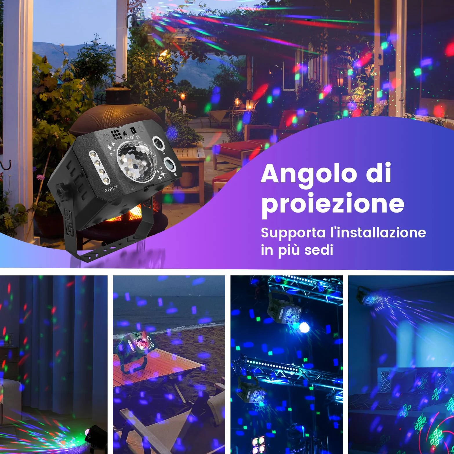 JONRRYIN Luci Discoteca, 3 IN 1 Strobo Discoteca, Luci da Discoteca con Controllo Musicale, Laser Discoteca con Mando a Distancia y 128 Patrones per Feste, Compleanno, Pub