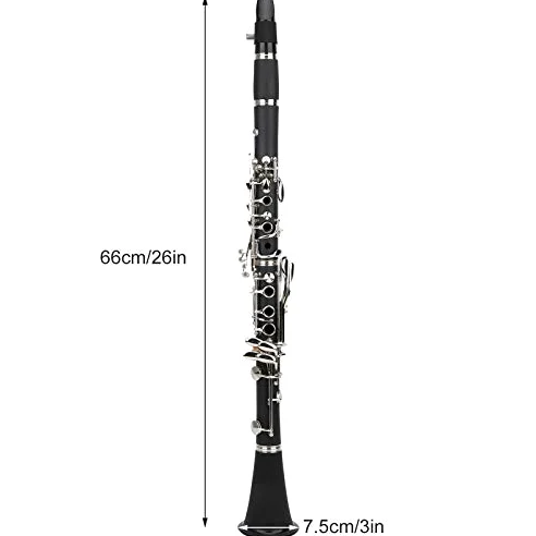 Strumento Musicale Clarinetto Chiave in Sib, Set Clarinetto 17 Chiavi in ​​Sib in Legno con Panno per Pulizia Scatola per Cacciavite a Lamella Strumento Musicale (BLACK)