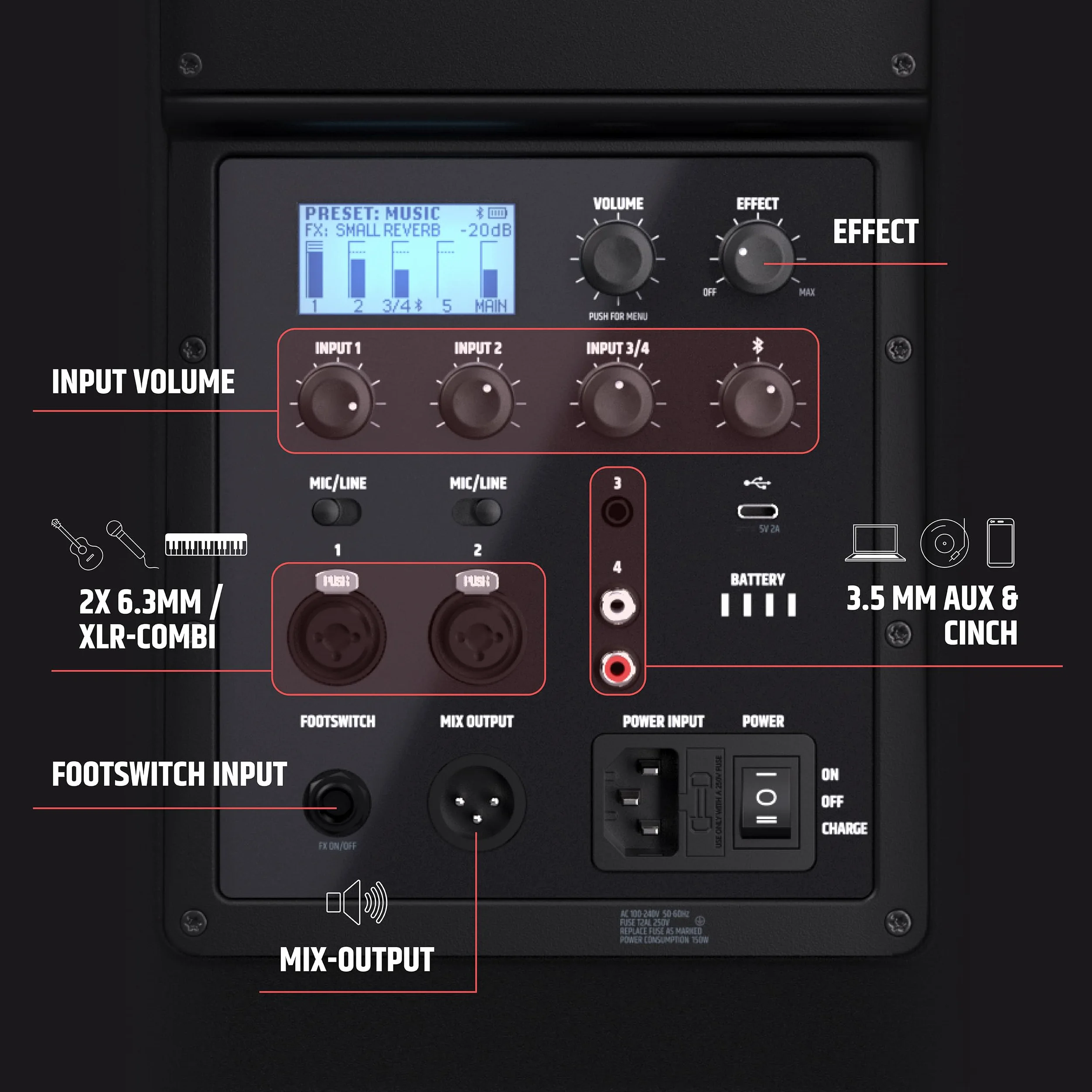 LD Systems ANNY 8 Altoparlante PA Bluetooth portatile a batteria con mixer
