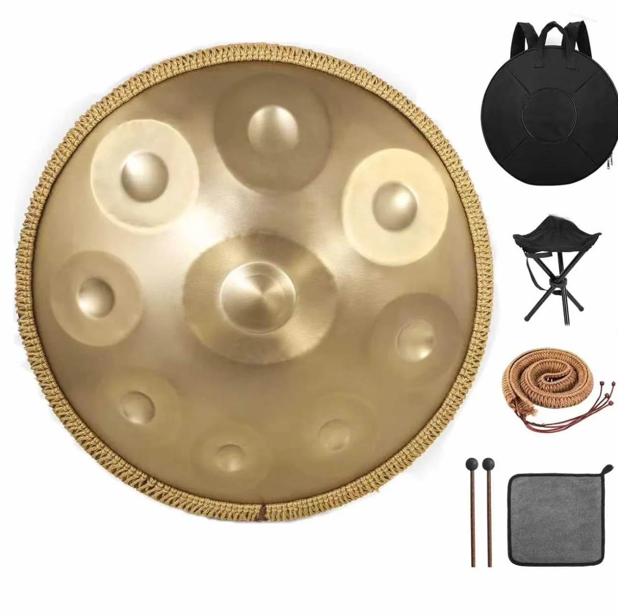 onlyfly Handpan Handpan Drum 9 Note 432Hz Re Minore 22" con Set Regalo in Bronzo