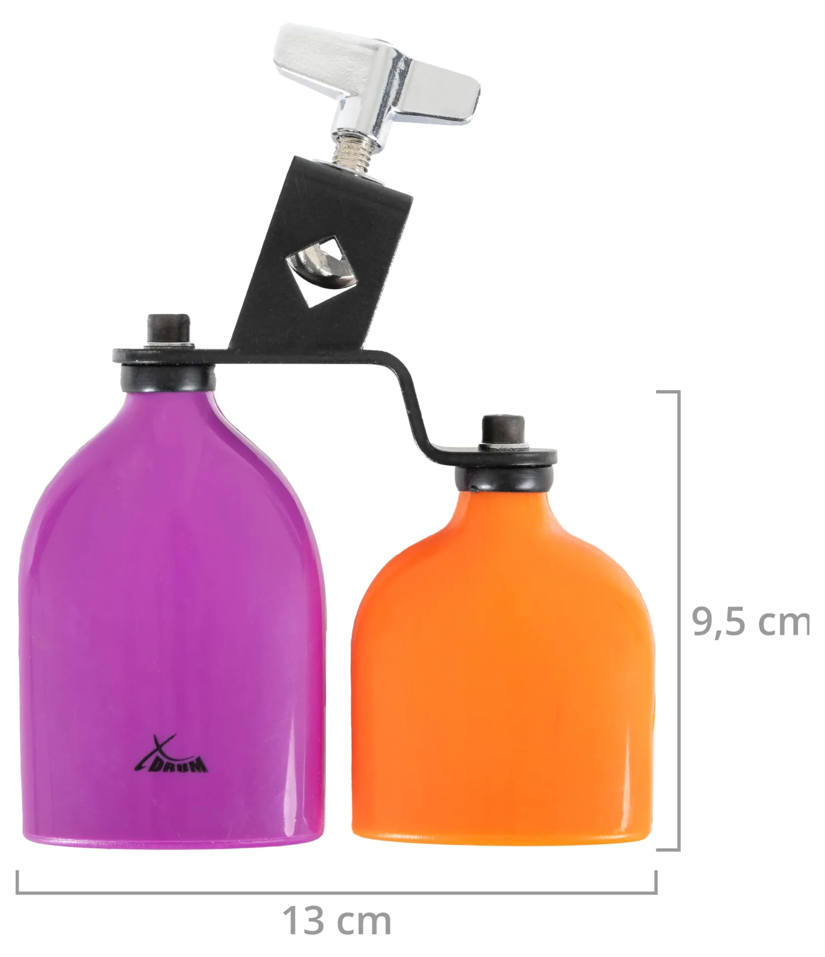 XDrum PB3-VTOG Percussion Block Dual - Due Agogo-Blocks accordati diversamente su un supporto - In plastica indistruttibile - Suono potente e penetrante - Viola/Arancione
