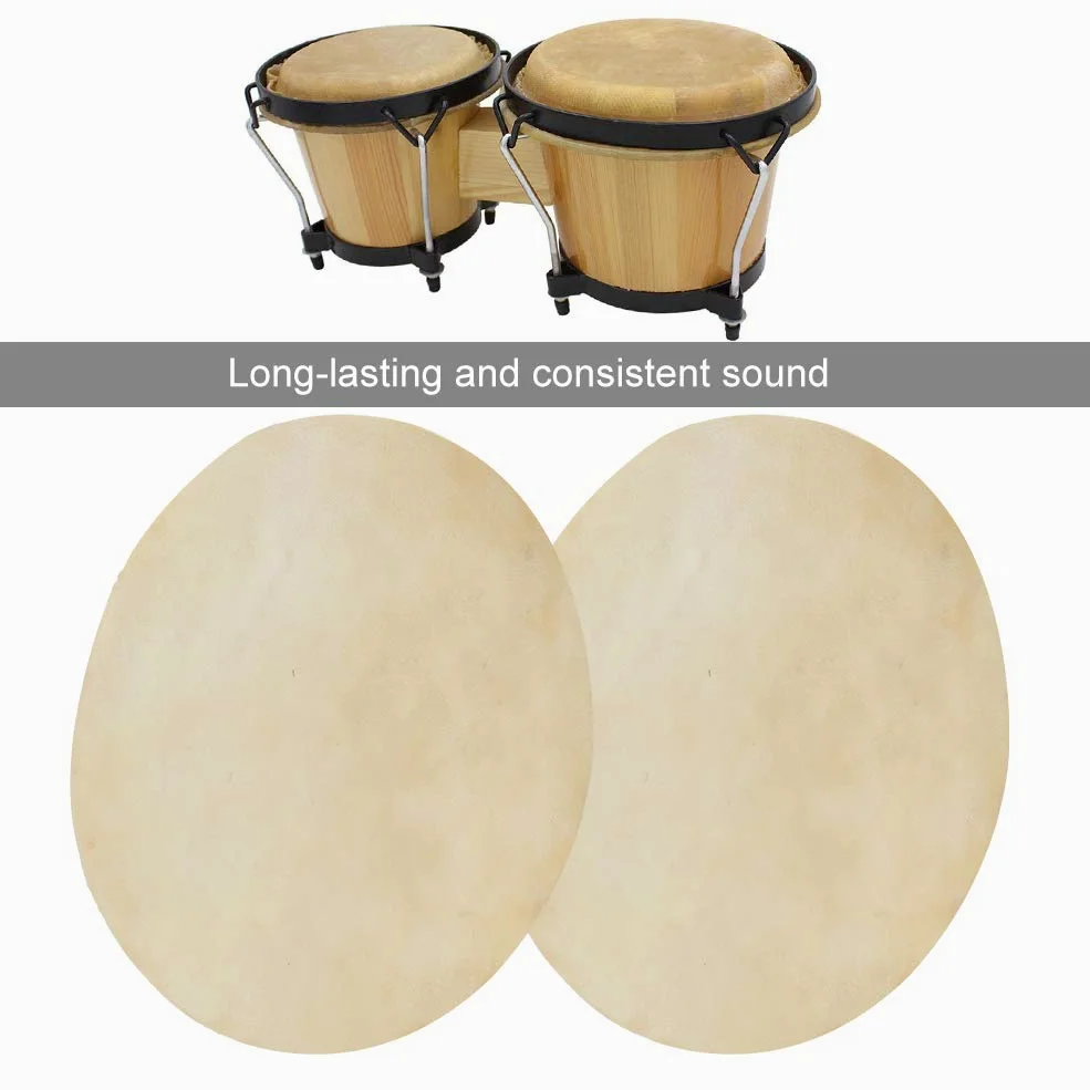 Testa di Bufalo in Pelle Forma Rotonda per Tamburo Bongo Africano - 2 Pezzi - Beige