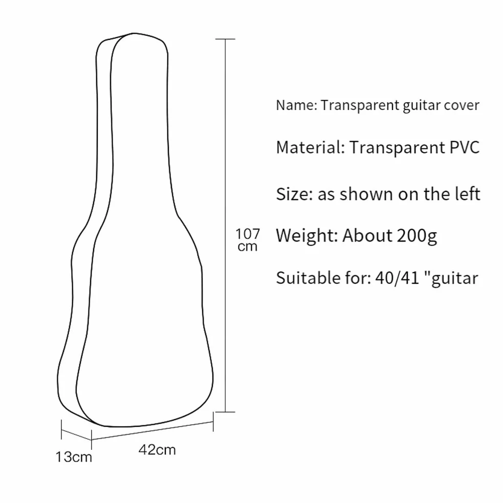 1 Pezzo Antipolvere per Chitarra Trasparente Traslucido Antipolvere Impermeabile per Chitarra Elettrica Acustica Borsa di Immagazzinaggio di Protezione, trasparente