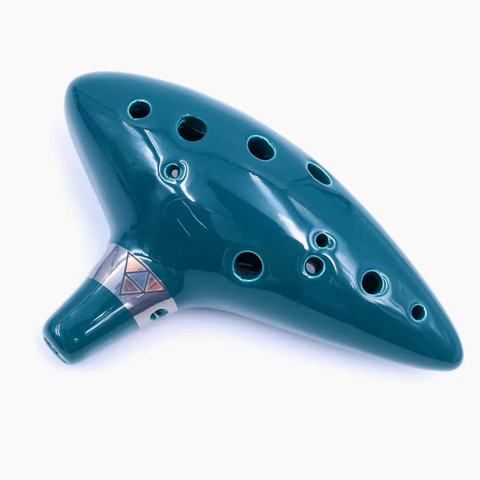 Alnicov Ocarina verde a 12 fori in ceramica contralto C durevole strumento musicale con guida introduttiva espositore