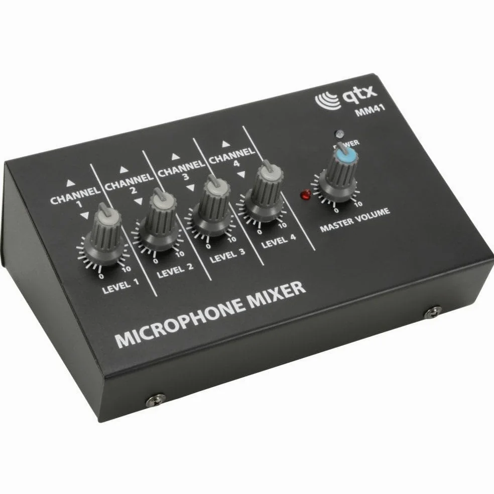 qtx MM41 Mini mixer microfono | 4 canali, nero