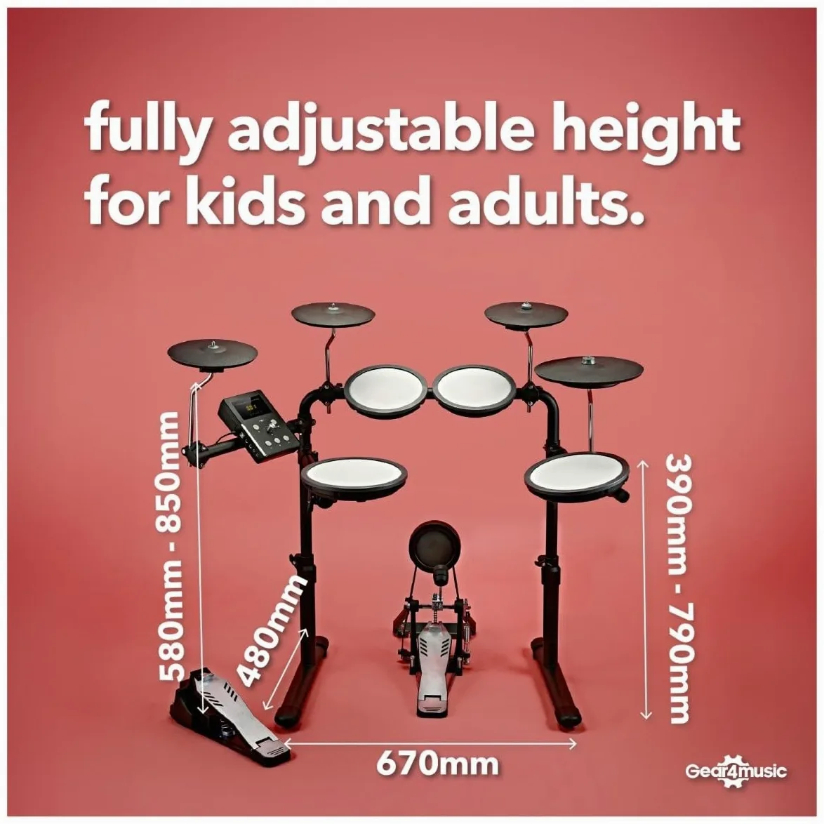 VISIONDRUM-PRO Batteria elettrica con cuffie - Mesh Pads Batteria elettronica per bambini e adulti