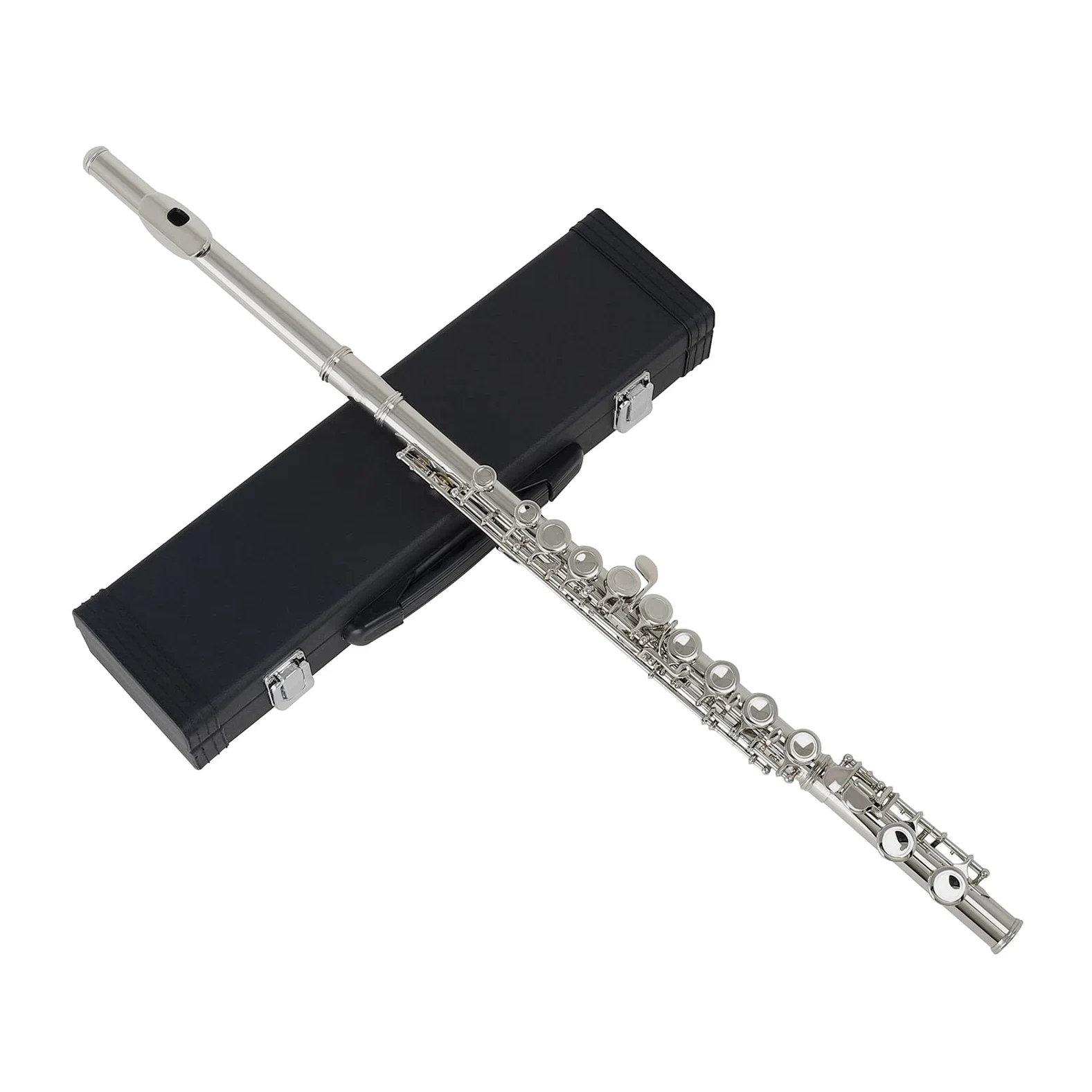 Andoer® Flauto traverso in rame nickel, placcato in argento, 16 fori C Tonart strumento a fiato con sughero, panno di pulizia, guanti, mini cacciavite con scatola imbottita.