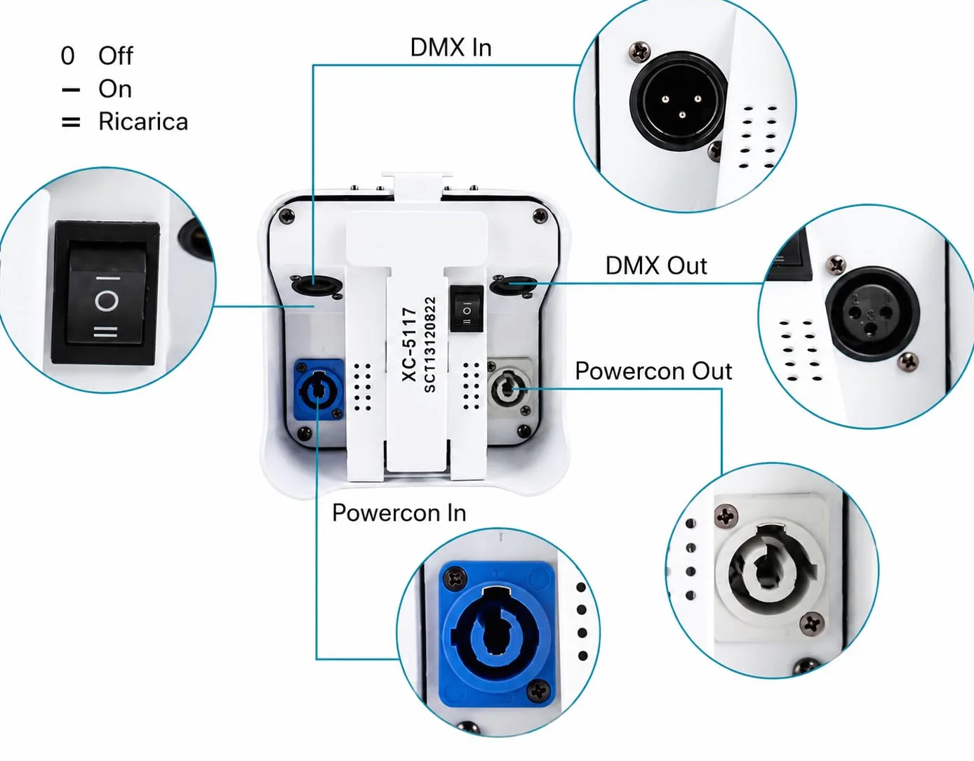 NLIGHTING Faretto PAR LED Wireless 9600mAh RGBWAUV 6in1 WiFi, DMX e Telecomando, IP65 Ricaricabili per Eventi, Matrimoni, Palchi e Illuminazione Architetturale, Eventi Uplight Professionale