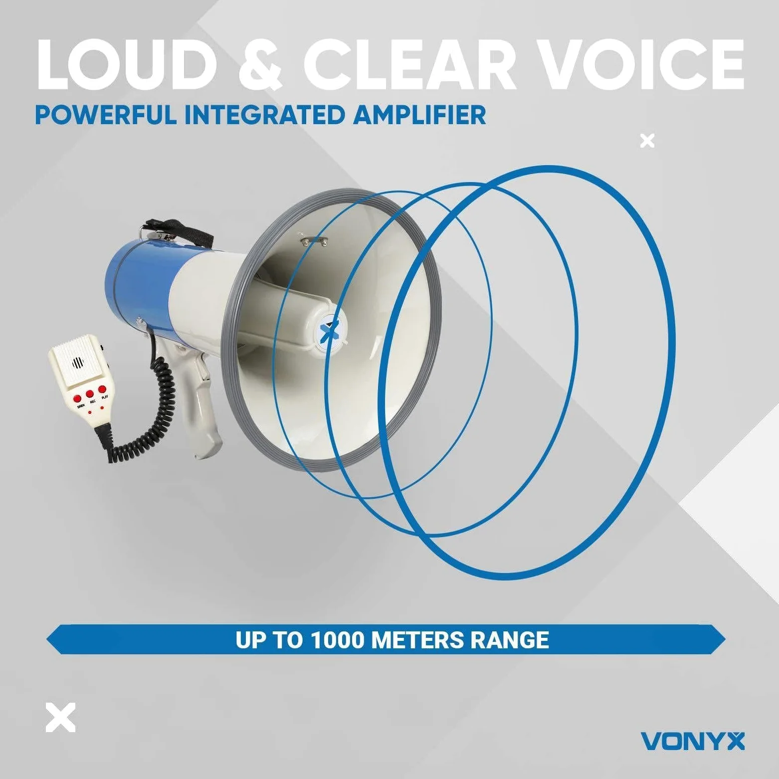 VONYX MEG065 megafono Esterno 65 W Blu, Bianco
