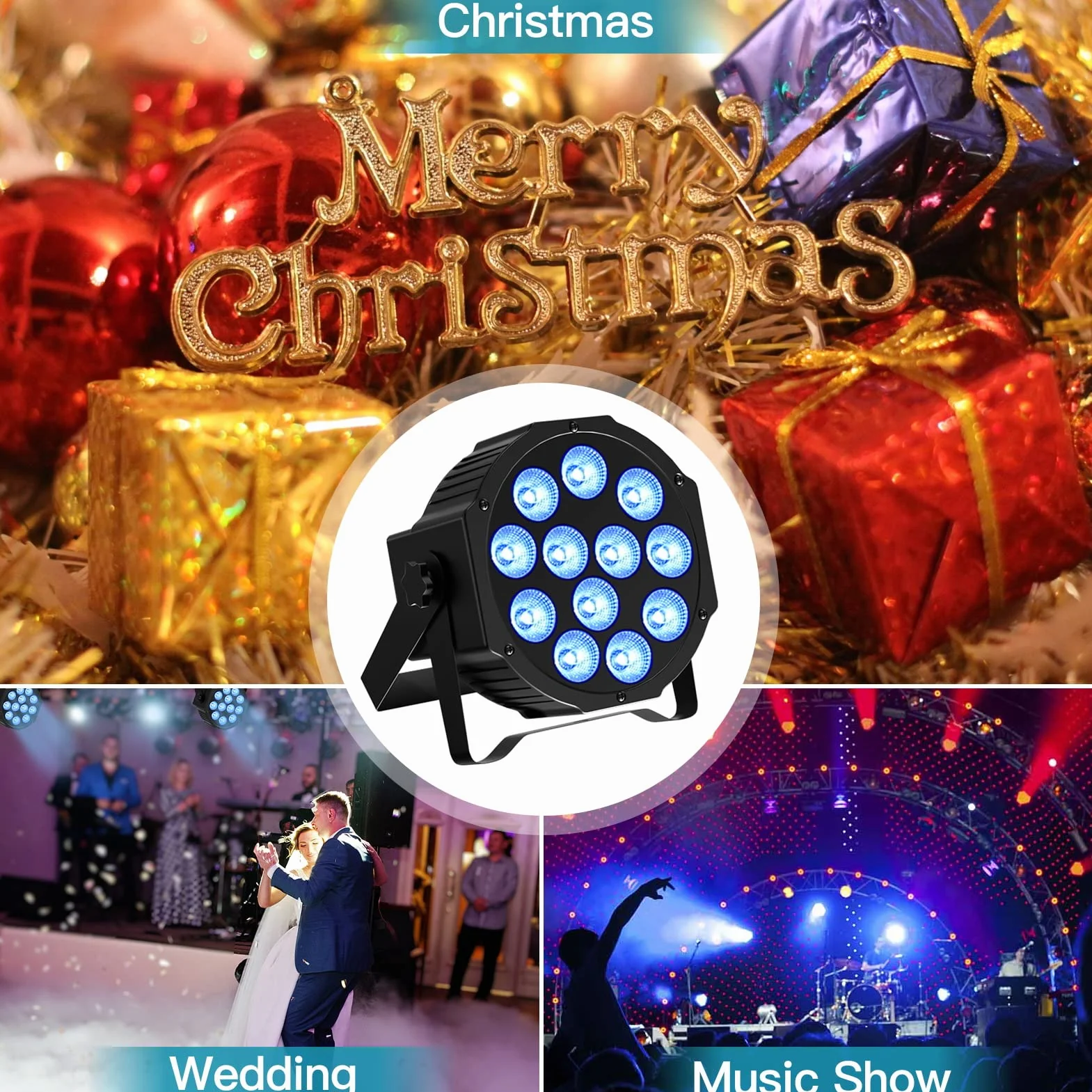 4 Pezzi RGBW Ricaricabile Par LED Batteria, 12 LED Luci da Palco con Telecomando e Funzione Timer, 8CH Illuminazione Palco per Feste DJ Bar Banda Concerto Club Christmas