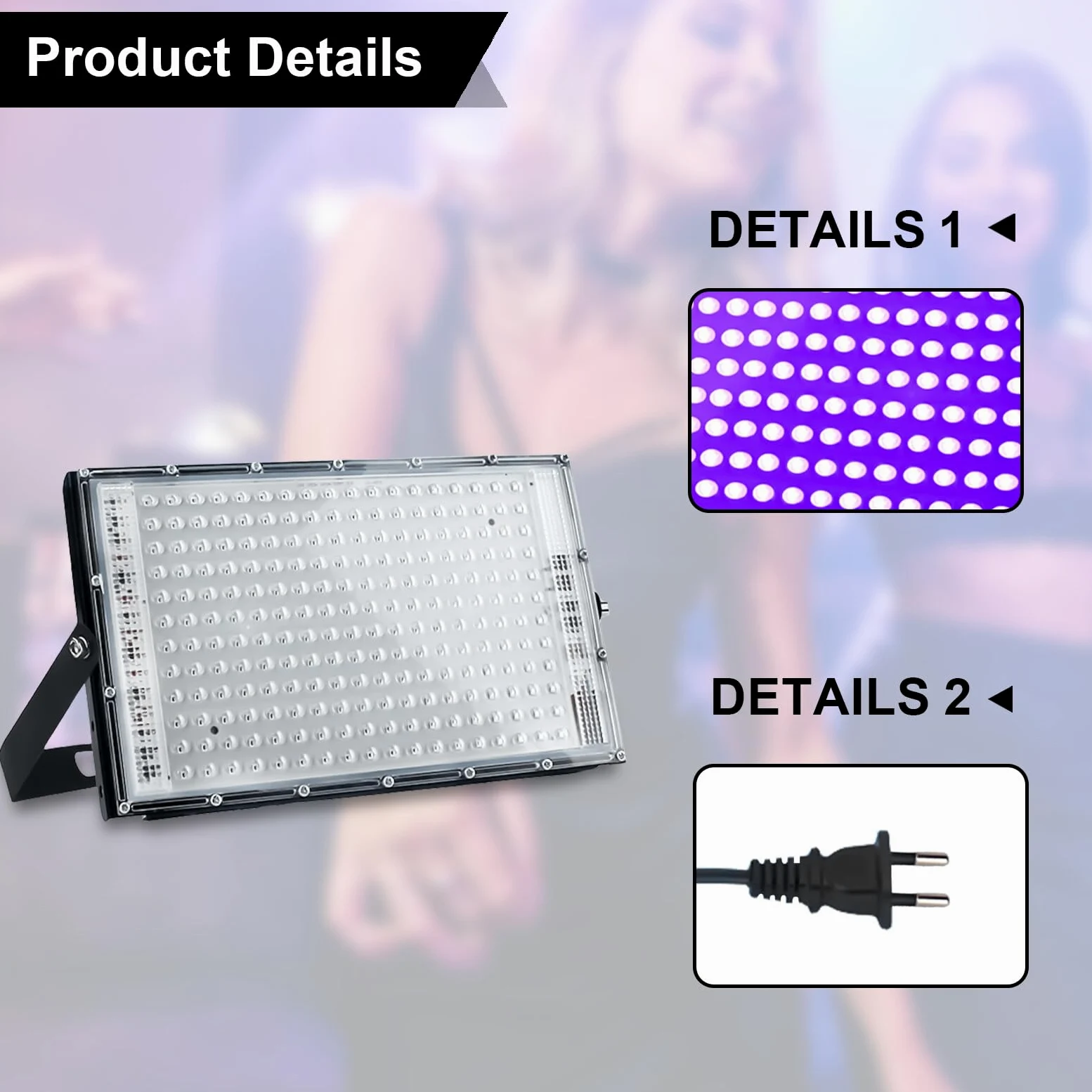 Leikurvo Luce UV nera 150 W Blacklight: 150 W LED UV faretto IP66 impermeabile luce nera UV con interruttore, adatto per feste di illuminazione palcoscenico e mostre d'arte