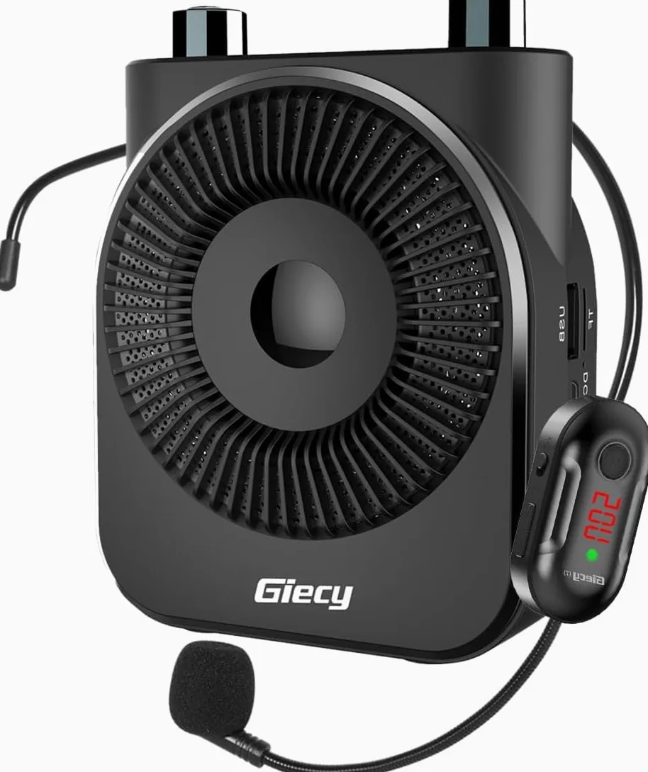 Amplificatore Vocale portatile con Microfono Cuffia Wireless UHF, Ricaricabile 2600mAh, Batteria a Lunga Durata, Mani Libere per Insegnanti, Guide Turistich, Attività all'Aperto