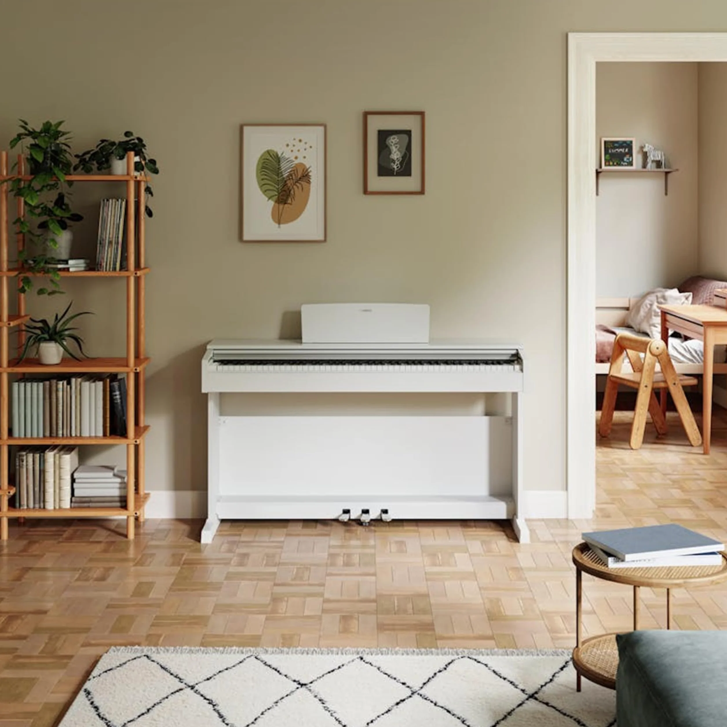 YAMAHA ARIUS YDP-105WH Digital Piano – Pianoforte Digitale da Casa per Principianti e Hobbisti, Design Classico ed Elegante, Suonabilità Autentica di un Pianoforte Acustico, Bianco