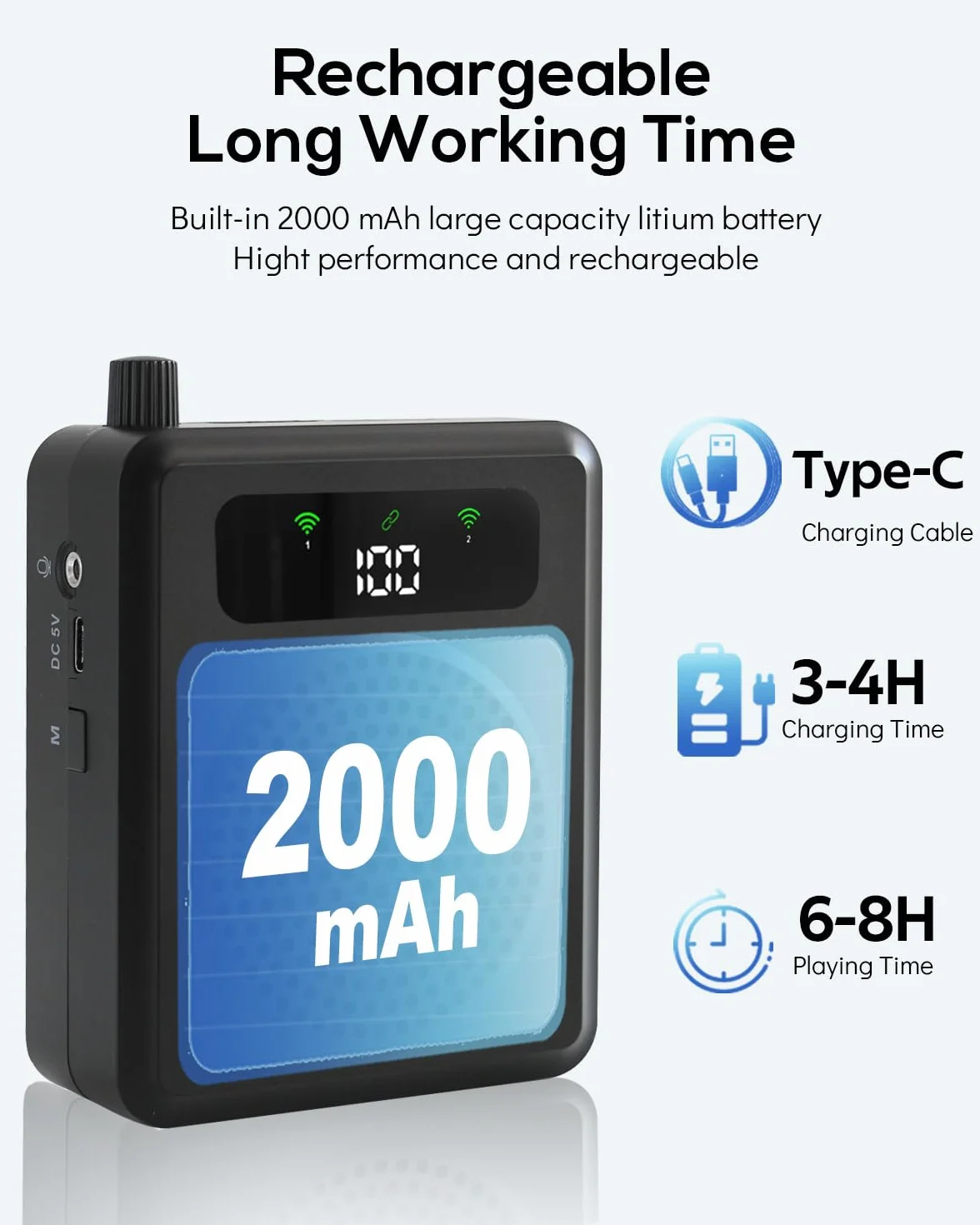 Amplificatore vocale portatile con microfono lavalier, clip on microfono con altoparlante, amplificatore vocale wireless con microfonos per insegnanti in classe, riunioni e all'aperto (Nero)