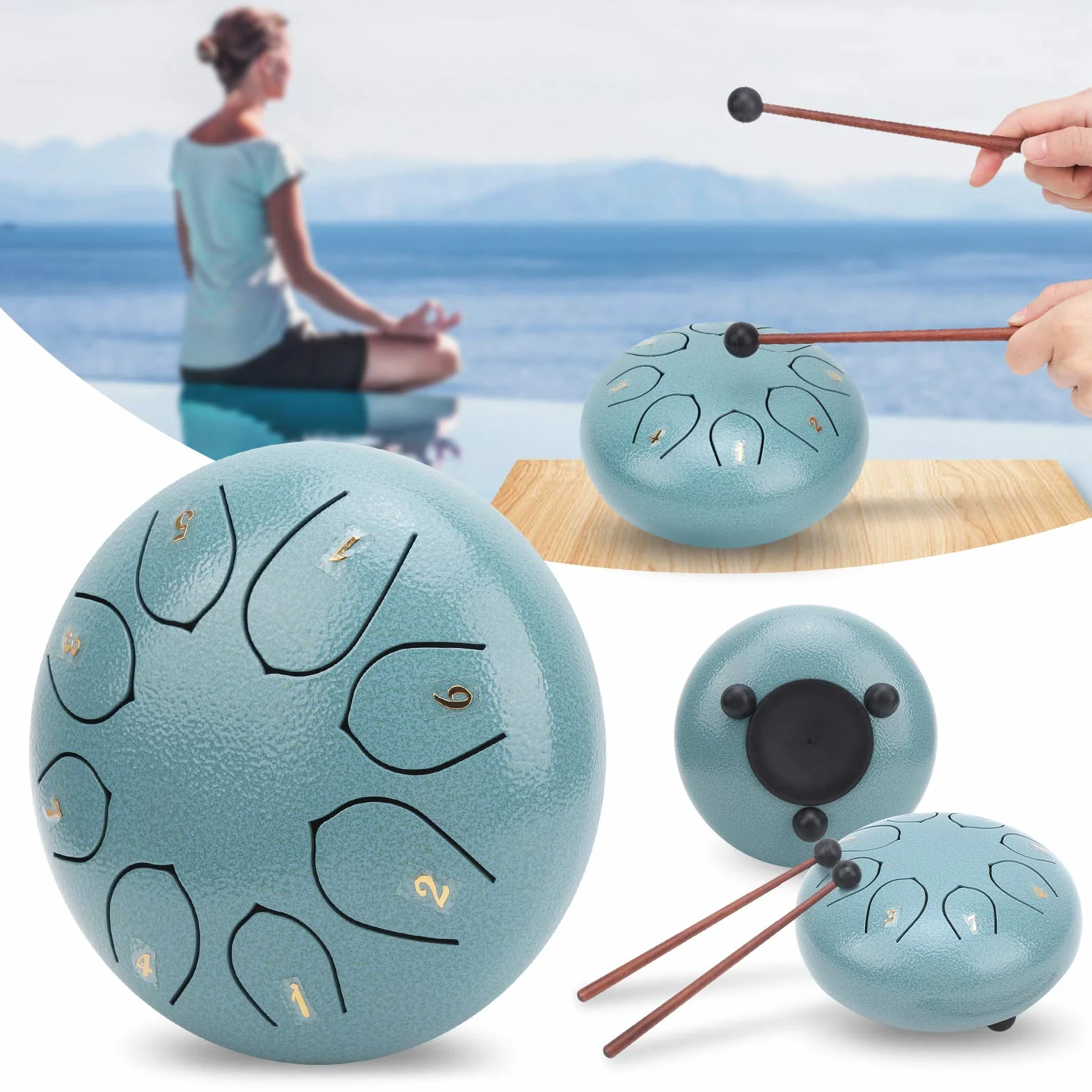 Fingerpicks Strumento a percussione, Lotus Hand Pan Drum Handpan Drum 6 pollici, strumento a percussione per concerti di intrattenimento per la formazione musicale