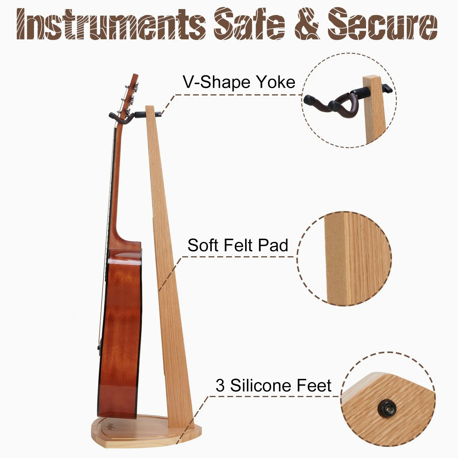 Supporto per chitarra acustica, supporto per chitarra elettrica, in legno di faggio per chitarra acustica, basso, mandolino, supporto per chitarra sospeso, per la casa e lo studio