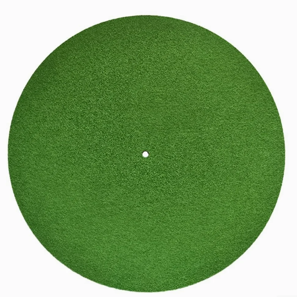 Tappetino per giradischi in feltro per fonografi e lettori CD, antiscivolo, in vinile, stampa digitale, in tinta unita, diametro 295 mm, morbido feltro protettivo (295 cm, verde)