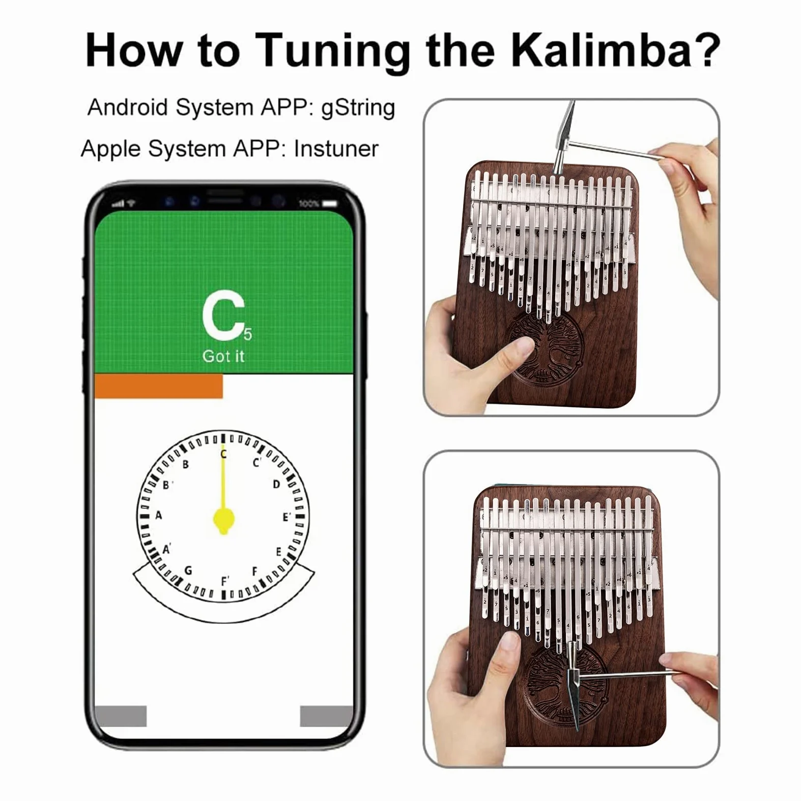 Kalimba Professionale a 34 Chiavi - Cromatica a Doppio Strato Con Tavola Armonica in Legno Massello - Tono Etereo Con Risonanza Sostenuta
