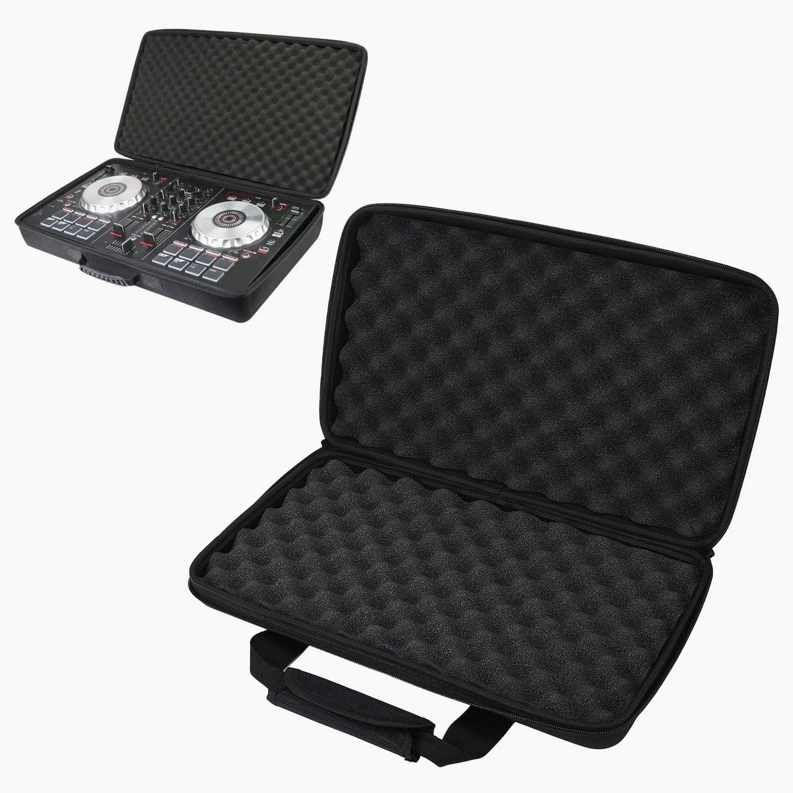 Borsa di Trasporto Portatile, Dual Zipper DJ Controllo di Stoccaggio del Controller con Tampone di Stoccaggio di Spugna Buffer EVA,40 x 25 x 8cm / 15.7 x 9.8 x 3.1in