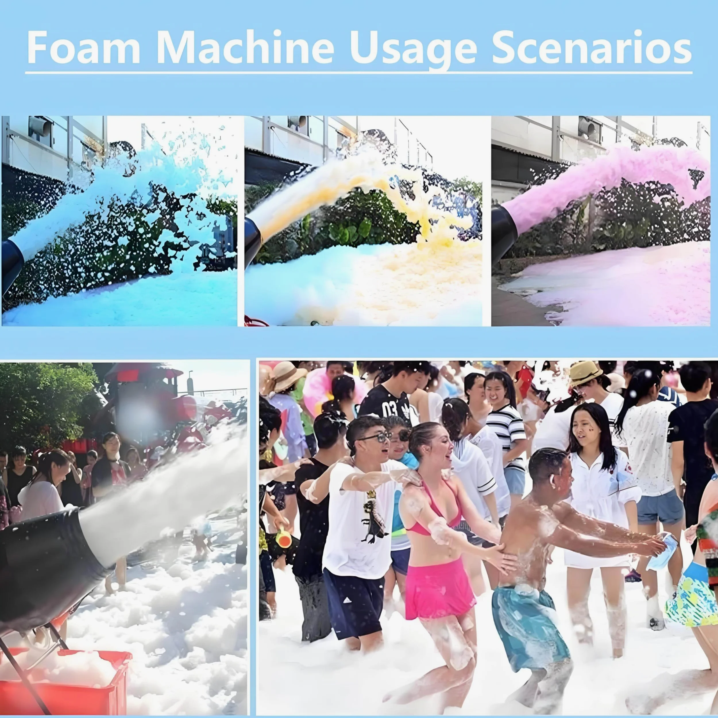 Macchina Schiuma Grandi Dimensioni, Party Macchina Schiuma, Macchina Produzione Schiuma, Distanza 6-10m, Sistemas Anti-Ostruzione, Telaio In Acciaio Inossidabile, Giardino, Piscina, Interni Black