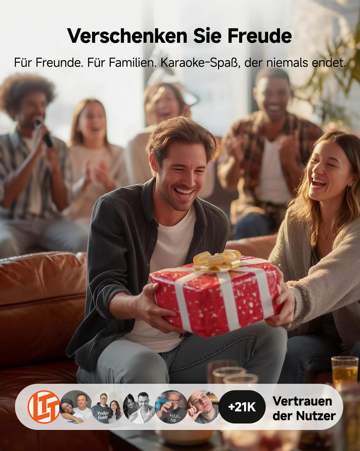 Ikarao Macchina per karaoke per adulti, con schermo di visualizzazione dei testi, tablet per karaoke da 32 GB, 2 microfoni wireless, altoparlante per karaoke con equalizzatore automatico, connessione