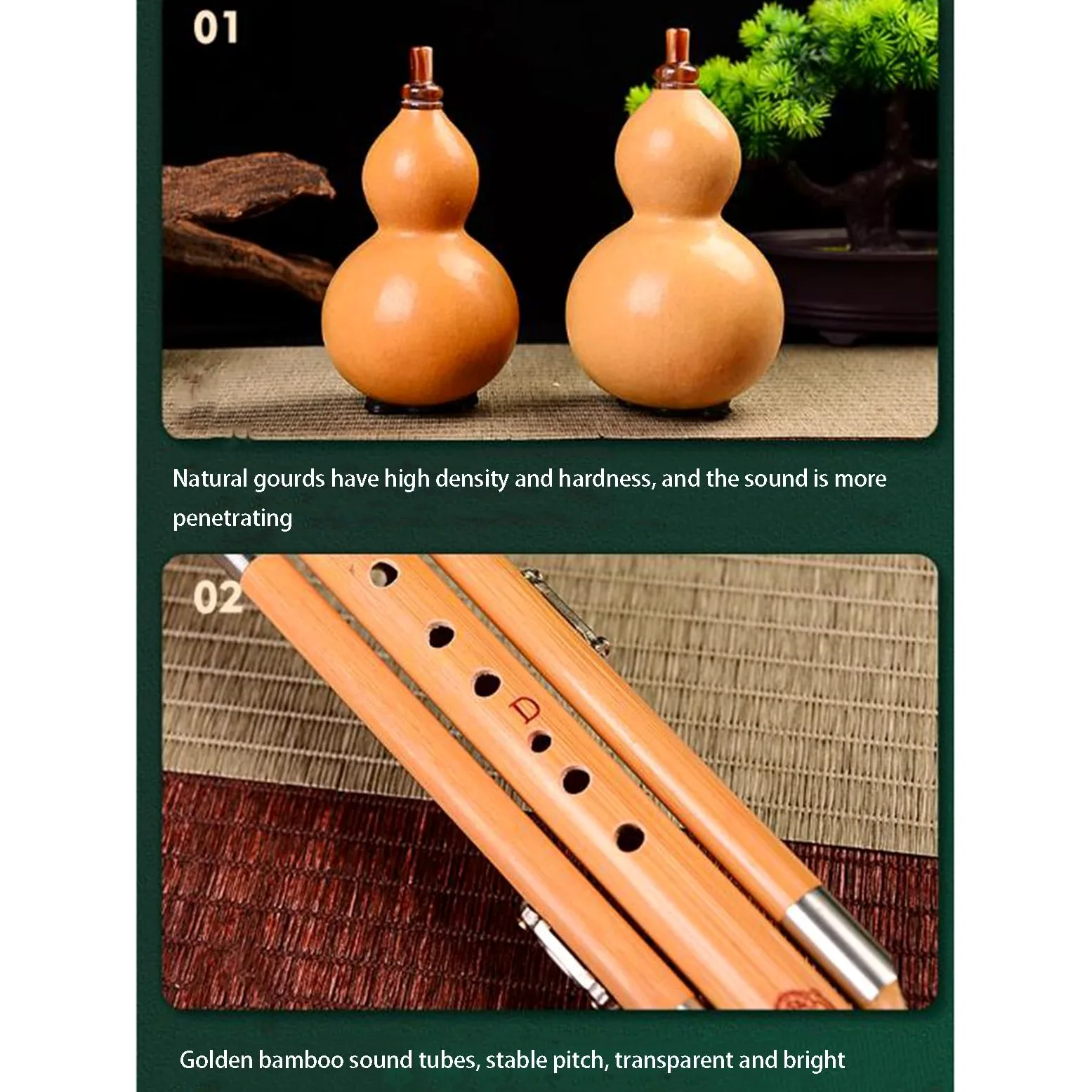 Strumento Musicale Hulusi C Down B Cucurbit Hulusi Strumento for Prestazioni Professionali Adatto a Principianti e spettacoli Professionali(F Key)
