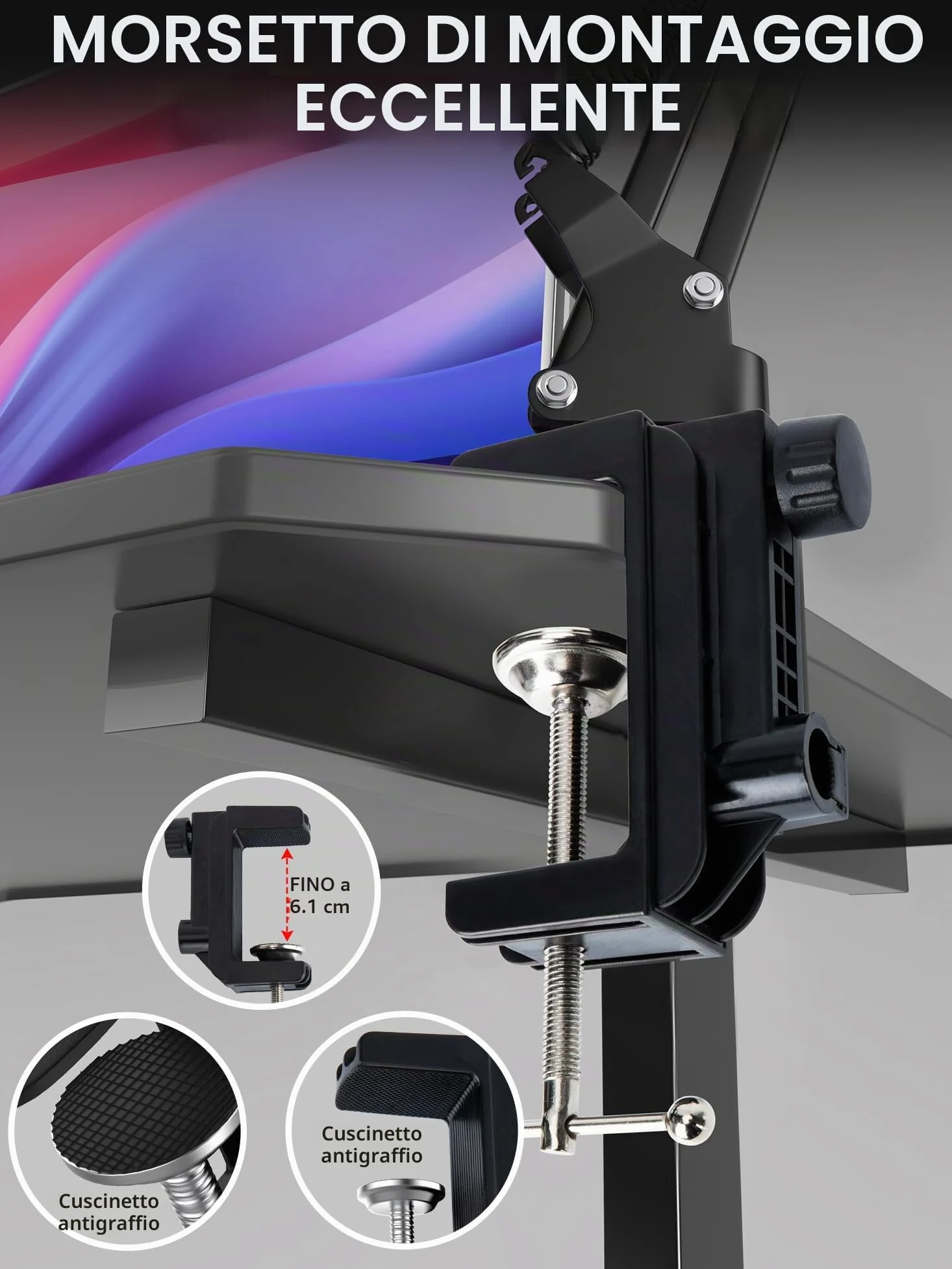 SUNMON Braccio Microfono per HyperX SoloCast 2 - Supporto Microfono Universale da Scrivania per SoloCast QuadCast S / 2S Rode Podmic Blue Yeti Fifine e la maggior parte dei Microfoni (Nero)
