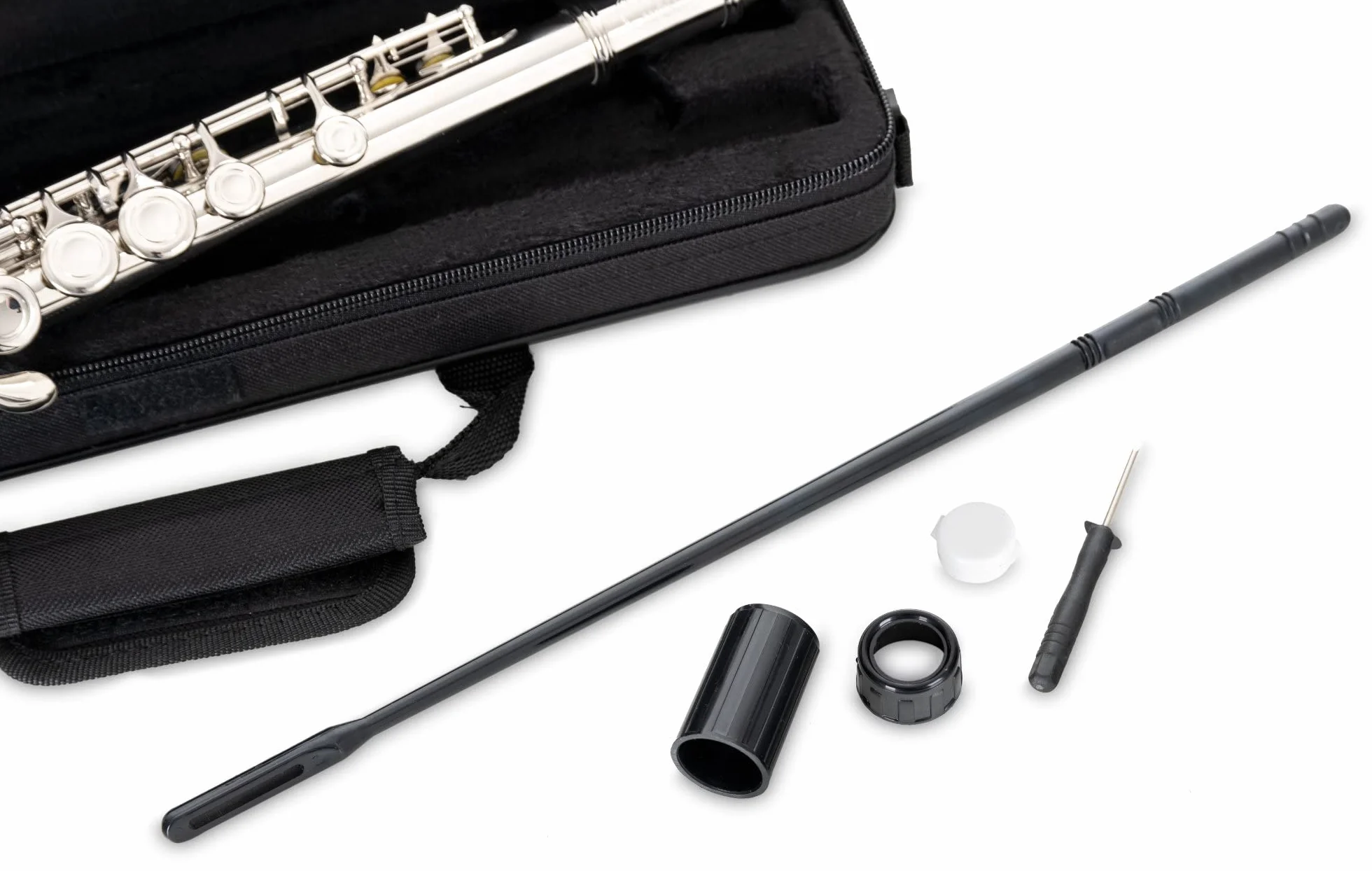 Classic Cantabile FL-100 Flauto Traverso, ottimo per principianti, nichelato, chiavi chiuse, meccanica E, Sol anticipato, accordatura in Do, custodia e accessori inclusi, argento.