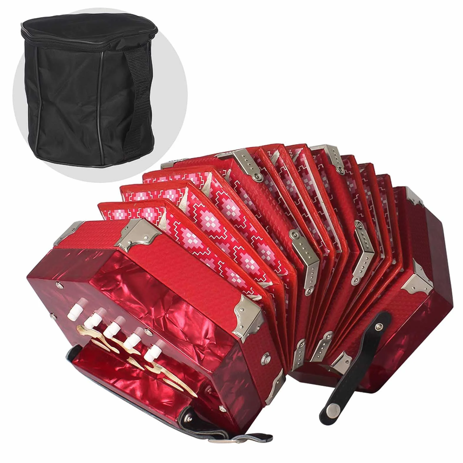 Concertina Fisarmonica 20-Pulsante 40-Reed stile Anglo con Borsa per il Trasporto
