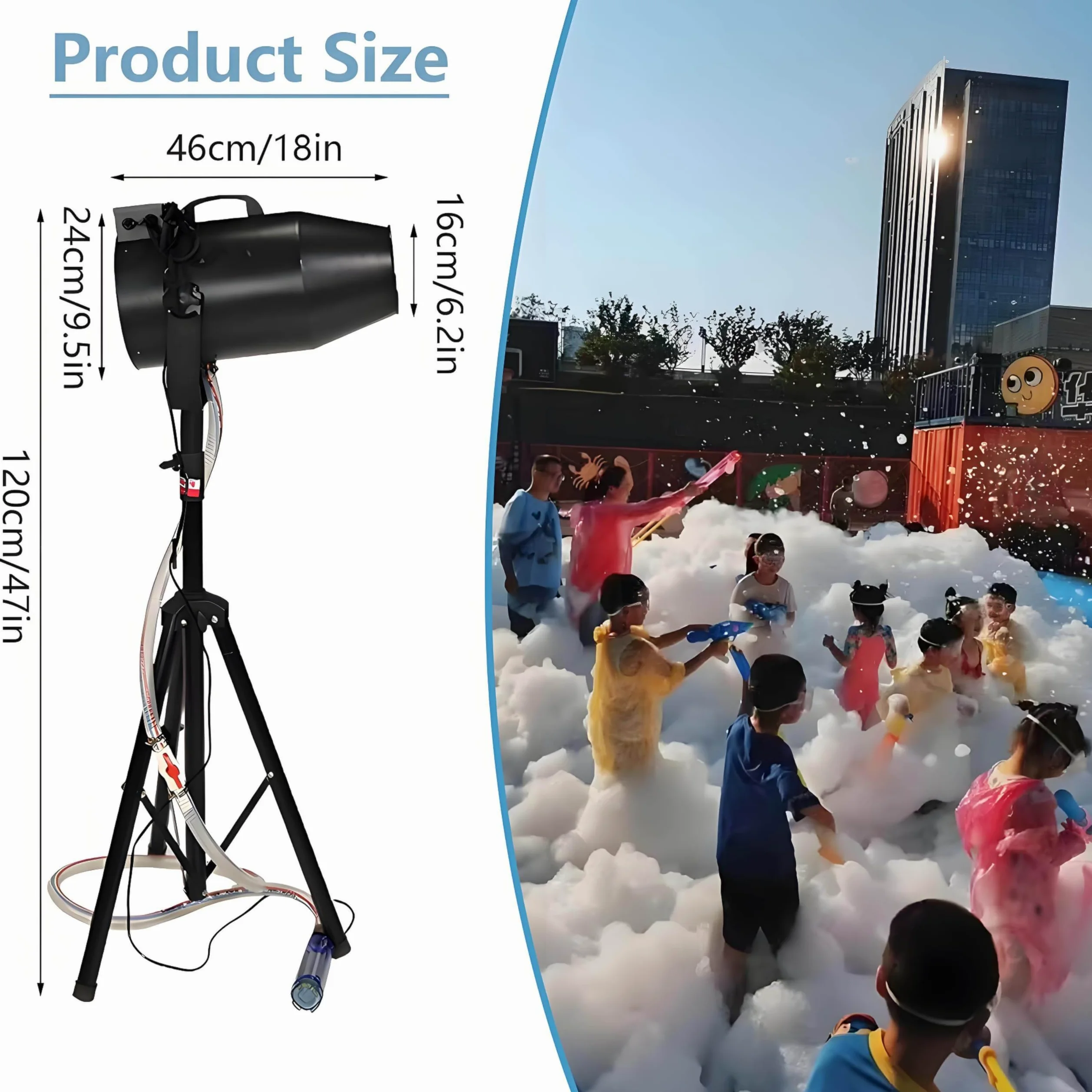 Macchina Schiuma Grandi Dimensioni, Party Macchina Schiuma, Macchina Produzione Schiuma, Distanza 6-10m, Sistemas Anti-Ostruzione, Telaio In Acciaio Inossidabile, Giardino, Piscina, Interni Black