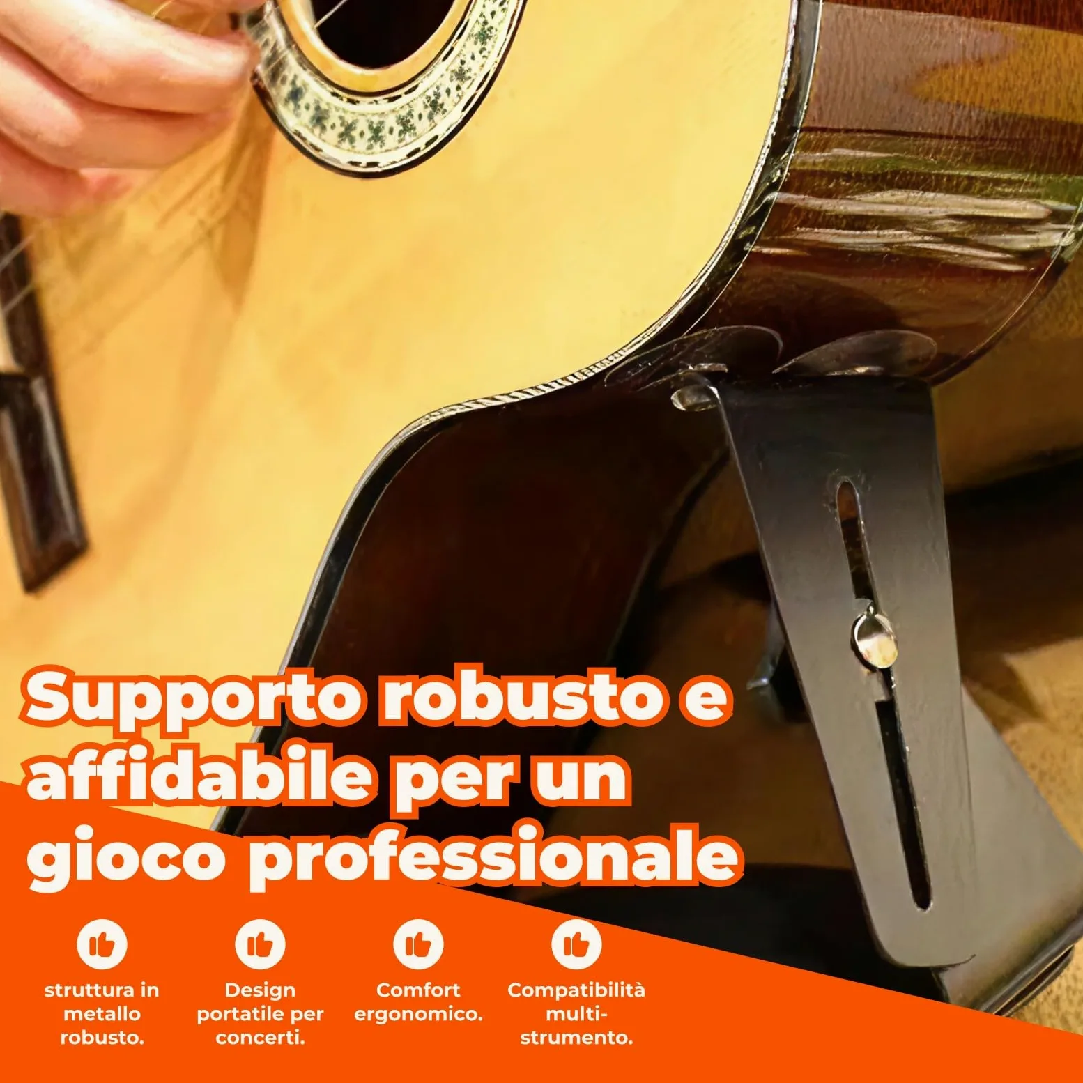rockible Supporto per Chitarra Supporto per Gamba Supporto per Chitarra Poggiapiedi Regolabile in Metallo Sgabelli a Cremagliera Fissi