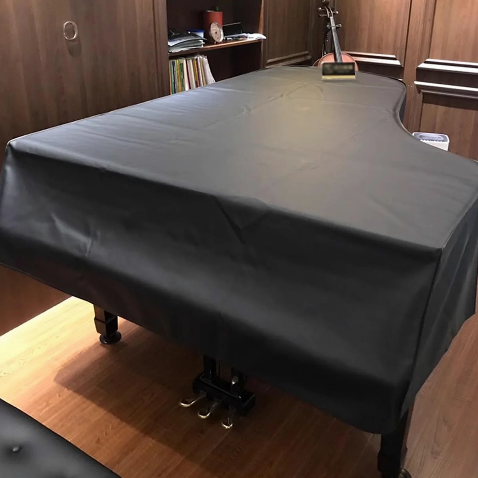 Copertura Nera per Pianoforte a Coda Copertura per Pianoforte a Coda per Bambini in Pelle Impermeabile con Copertura per Sgabello Copertura Protettiva per Pianoforte(A,180cm/71inch)