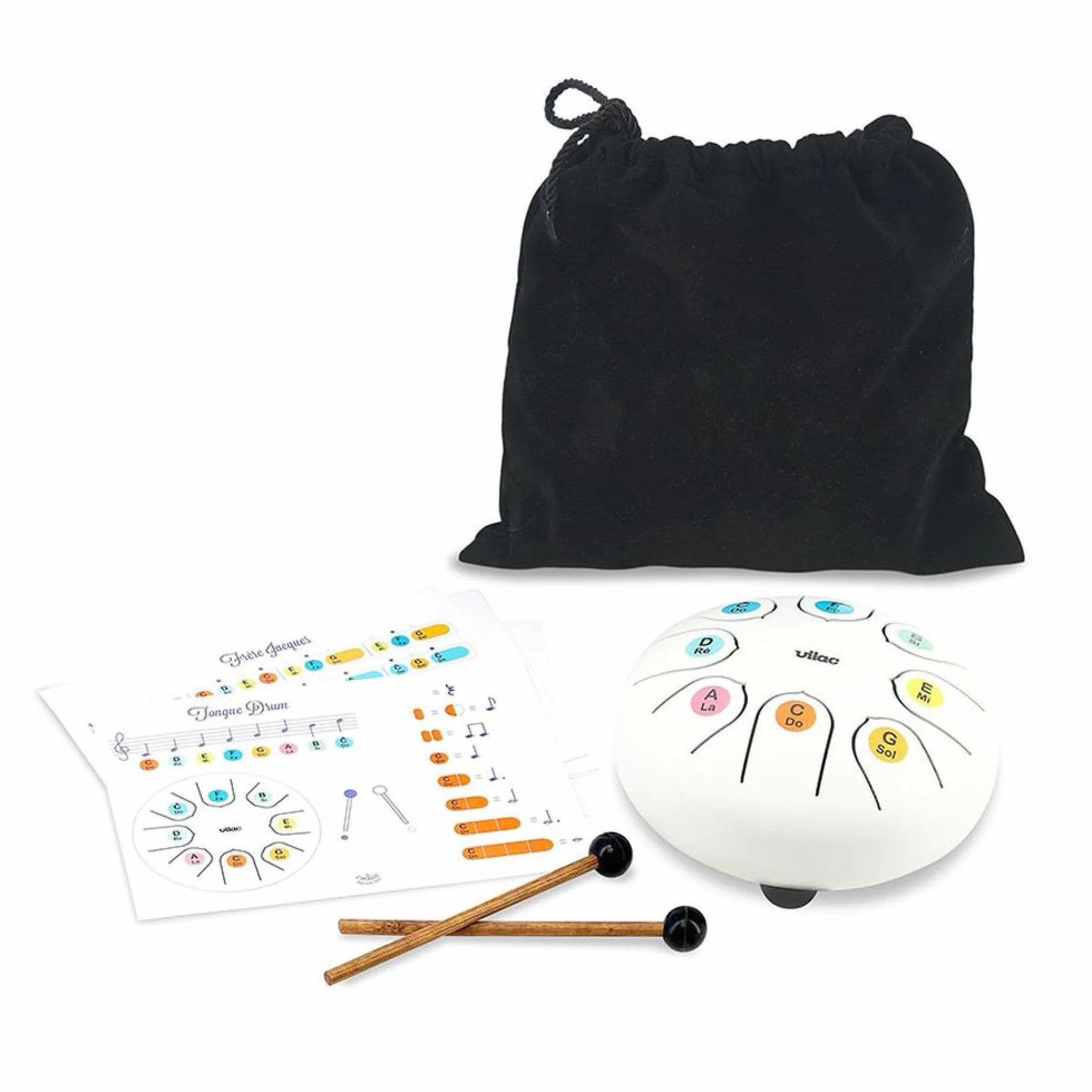 Vilac Lingua Drum-Strumento a percussione in metallo al Suono Zen, concesso in Do Maggiore con Un'Ottava, ideale per introdurre I Bambini alla Musica. Include partizioni e scheda esplicativa, 8379