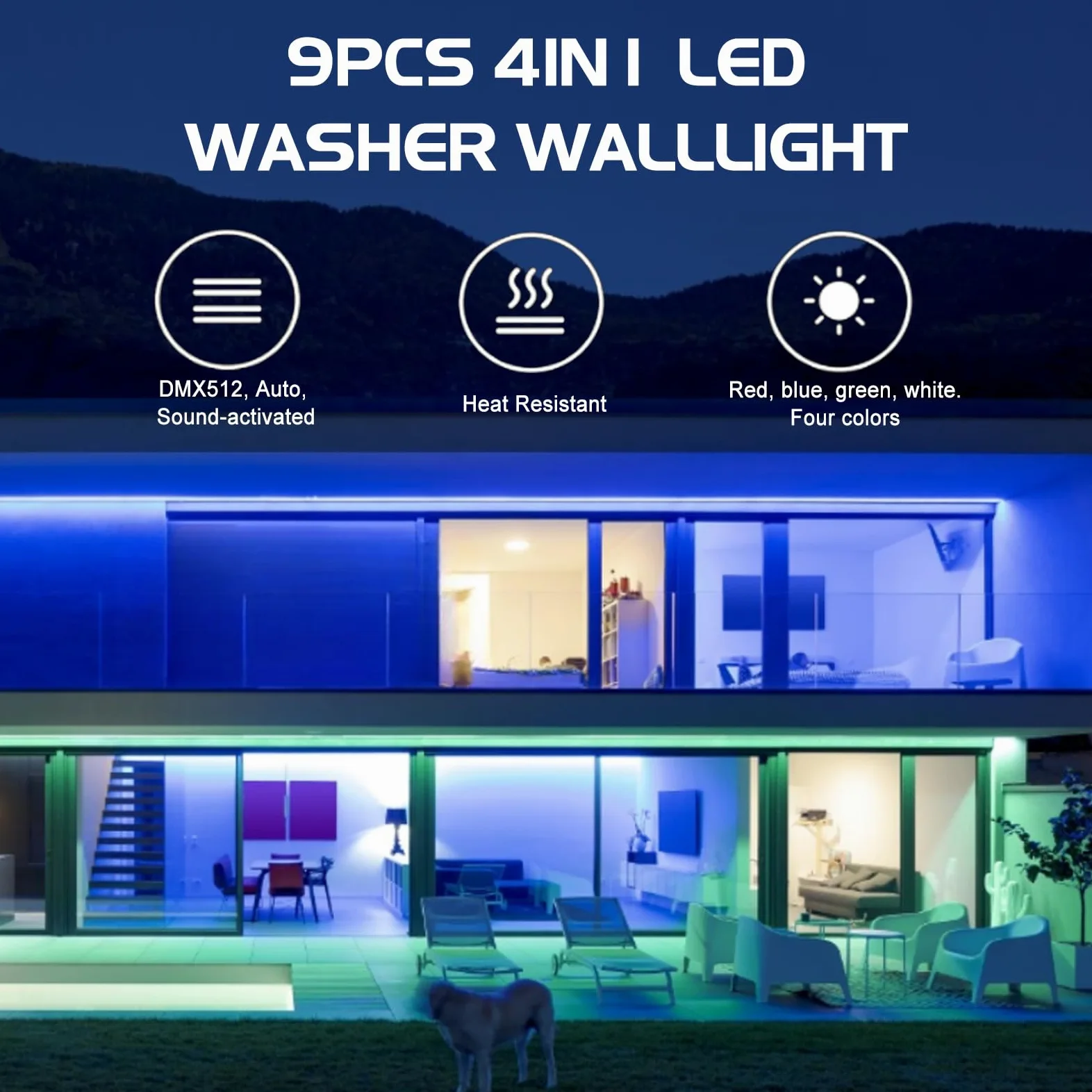 WECAN Wall Washer, striscia luminosa LED DJ 9 x 4 W RGBW DMX con telecomando, illuminazione per feste musicale, confezione da 2