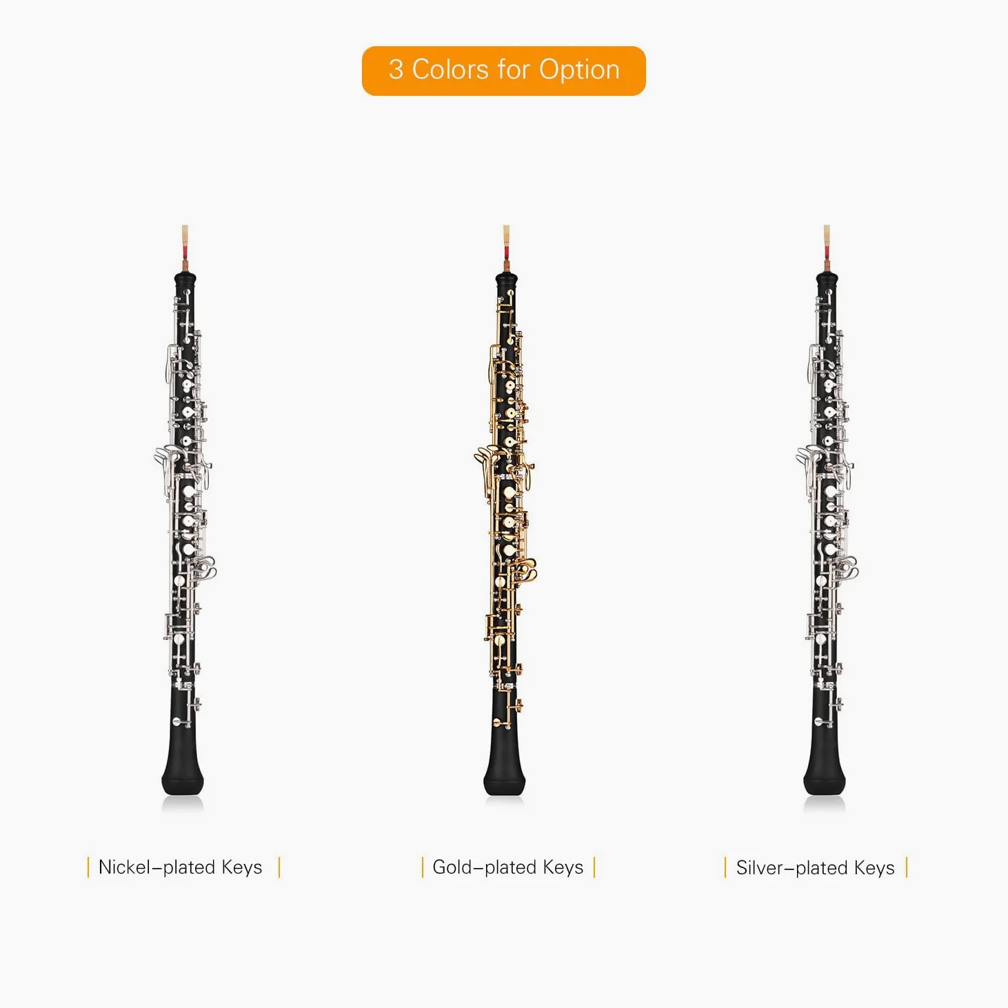 HUIOP Oboe Professionale C Key Semi-Automatic Style Nickel-Plated Keys Woodwind Instrument with Oboe Reed Gloves Leather Case Carry Bag Cleaning Cloth Mini Screwdriver