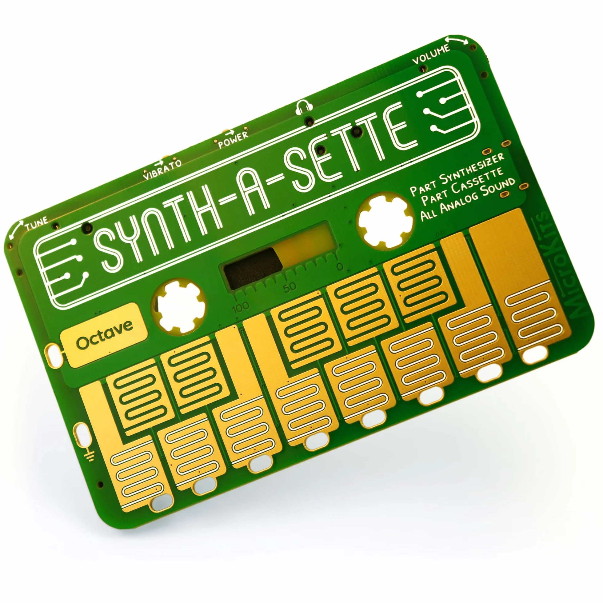 MicroKits Synth-a-Sette: Crea la Tua Tastiera Banana Con Questo Sintetizzatore Analogico Dimensioni Cassette, SN1-KIT