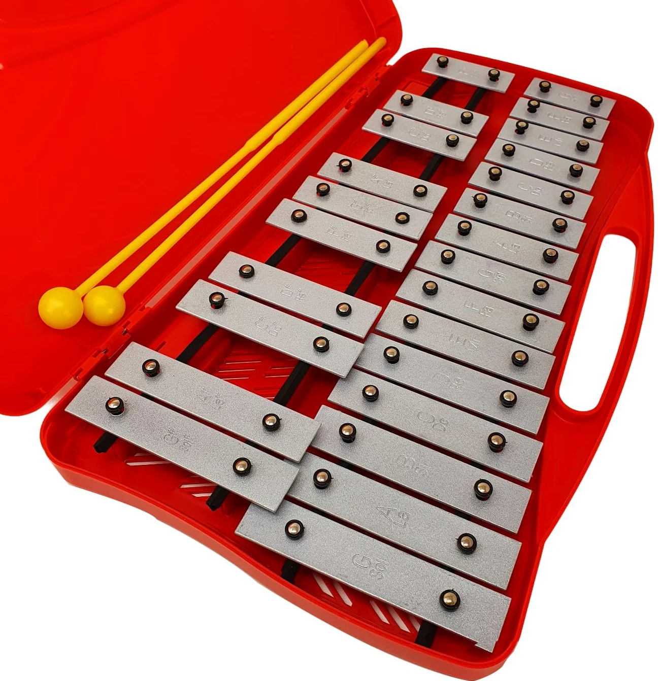 ROCKSTAR - Carrello Xilofono Metalofono 25 Tasti Metallici AG-25N2 Angel 3794, Glockenspiel con astuccio, strumento musicale supervisionato da un adulto