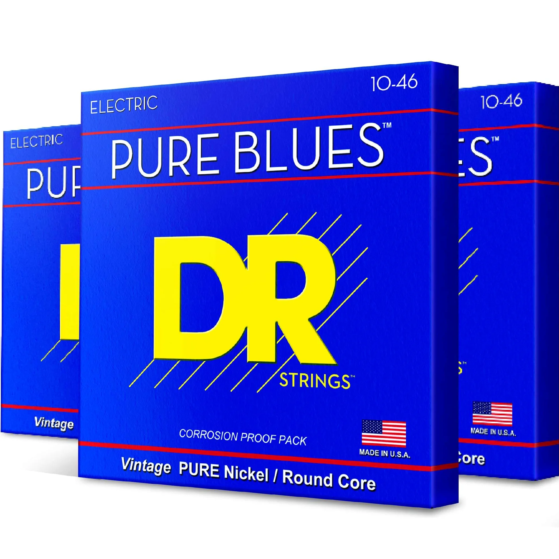 DR Strings PHR-10 Pure Blues - Corde per chitarra elettrica, 10-46, confezione da 3