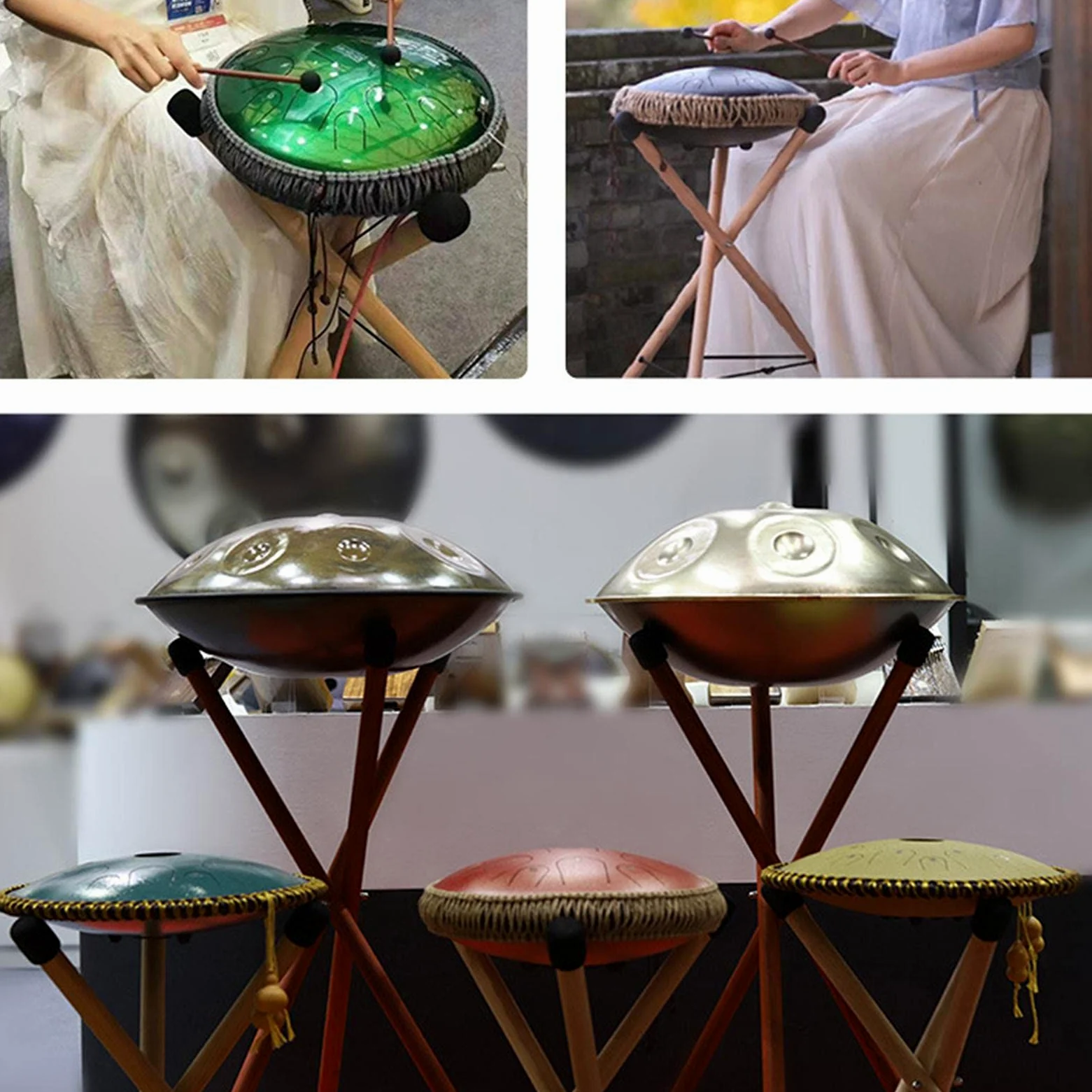 Yiida Handpan - Supporto per rullante, tongue Drum & Handpan, supporto per batteria, in legno massiccio, per rullante, per rullante