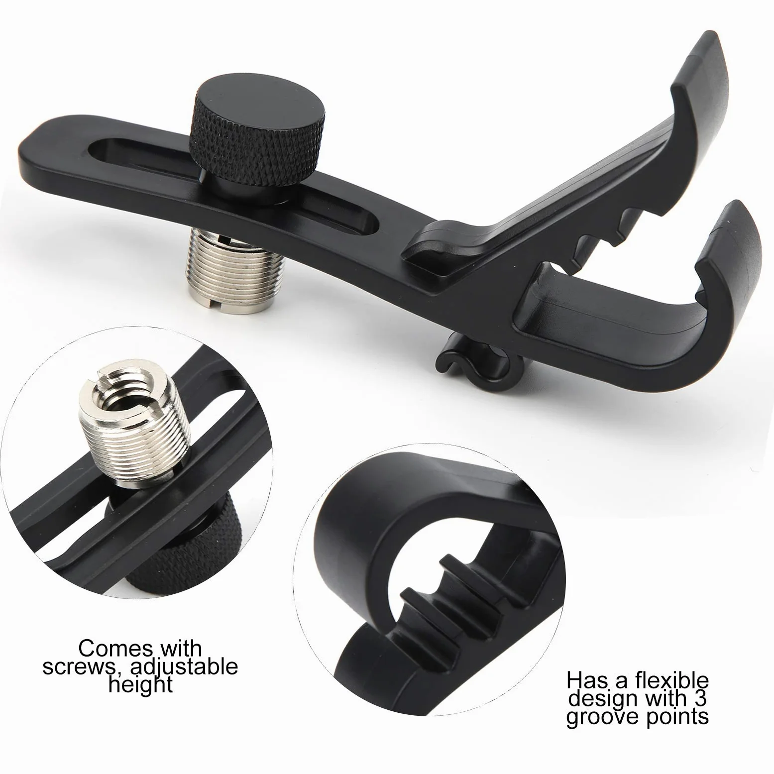 Clip Microfono per Batteria, Supporto Regolabile con Morsetto Antiurto per Tamburo e Strumenti Musicali, Montaggio Semplice, Set da 4 Pezzi, Fissaggio Durevole e Robusto per Batteristi e Musicisti