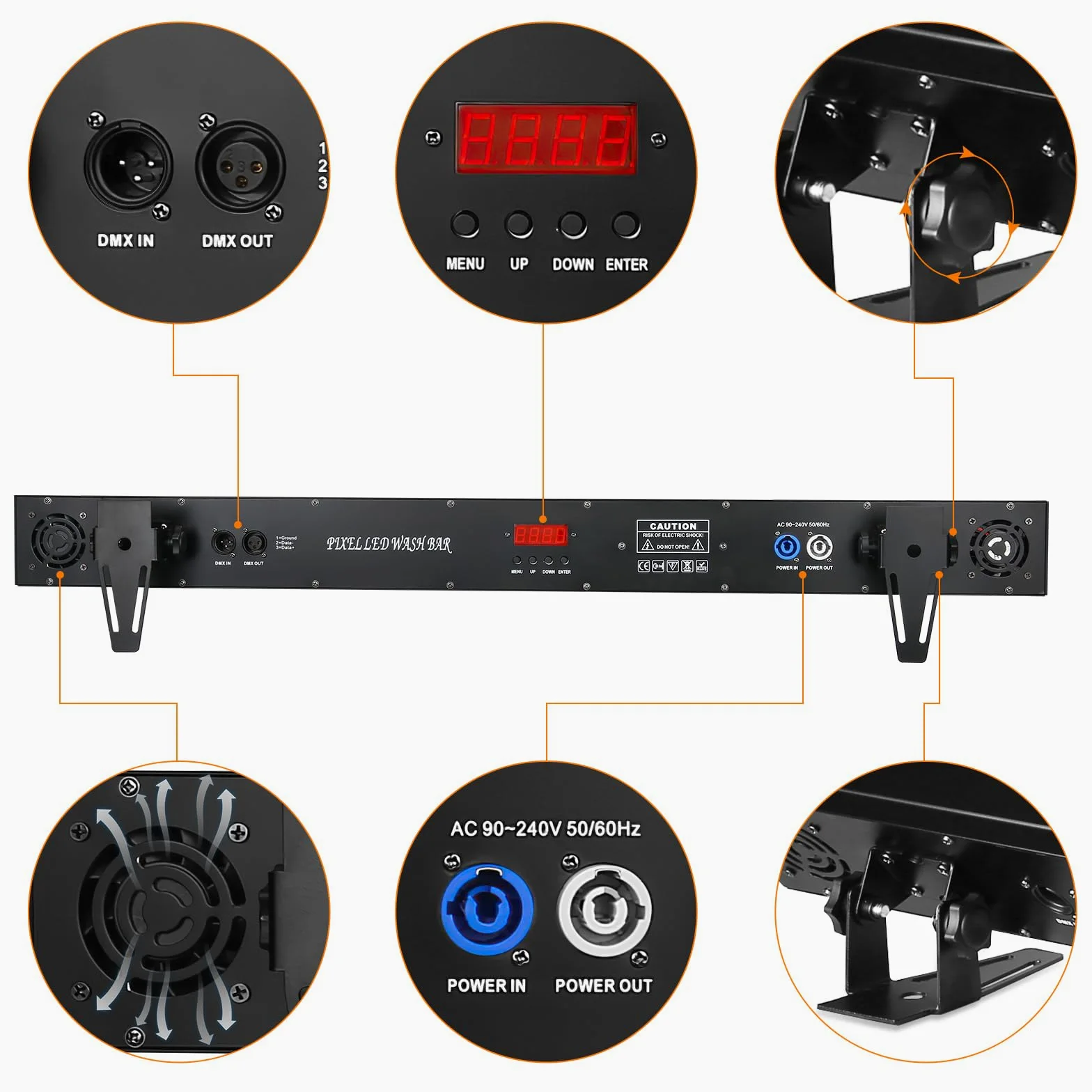 Barra Luminosa Wallwasher, 18pcs 6 in1 LED 180W Fase Faretto Luci di Lavaggio Striscia di Lavaggio a Parete Controllo dmx512 per Discoteca Festa Chiesa Compleanno Matrimonio(1 pezzo)