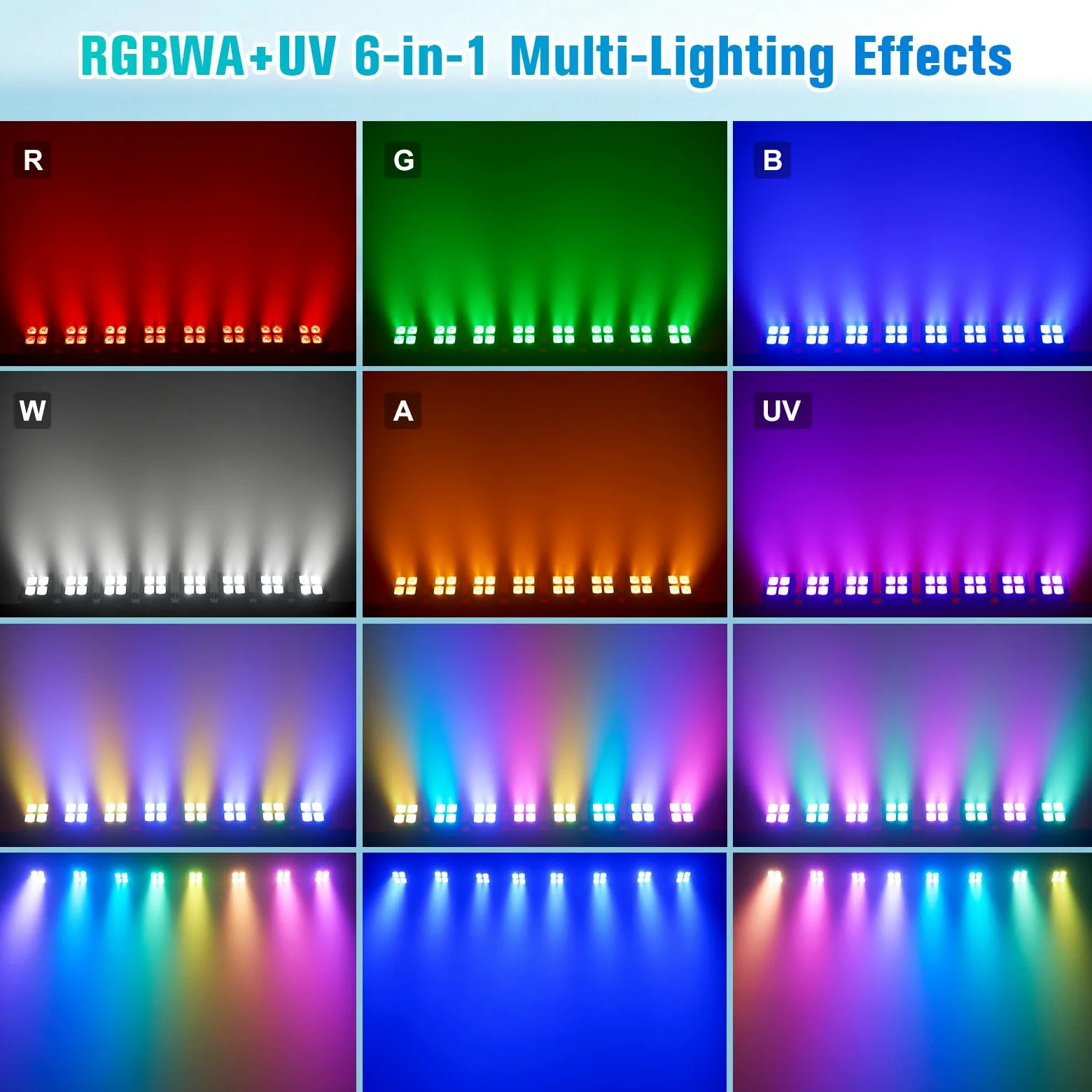 LED Par impermeabile Akku, 40 W RGBWA+UV luce da palcoscenico senza fili ricaricabile con controllo remoto/App/DMX512 per esterni, uplight per matrimoni, concerti, decorazione della casa