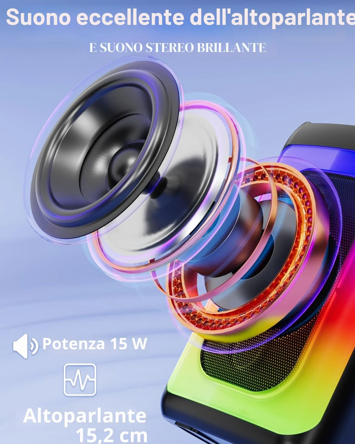 Ankuka Macchina per karaoke con 2 microfoni, altoparlante Bluetooth portatile con luci LED, TF/USB, FM, AUX, TWS, per feste e adulti, regalo per amici e familiari (nero)