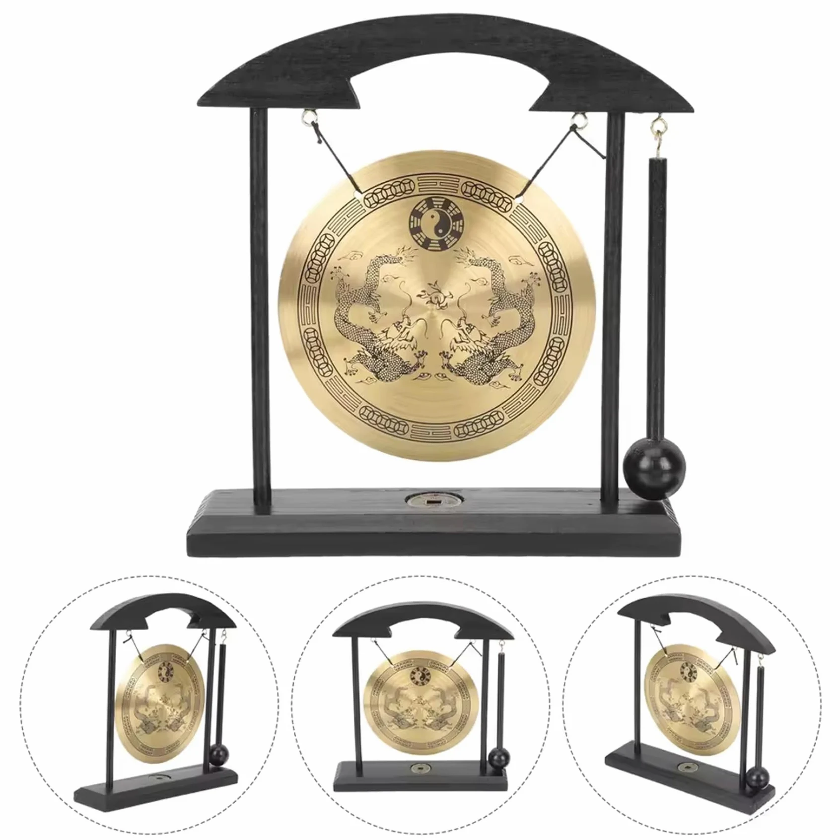 Desktop Gong 7.87x7.28x1.89 Ornamenti per Gong di Ottone Piccoli Decorazioni Creative Feng Shui per casa, Ufficio, Camera da Letto, Soggiorno, Ingresso