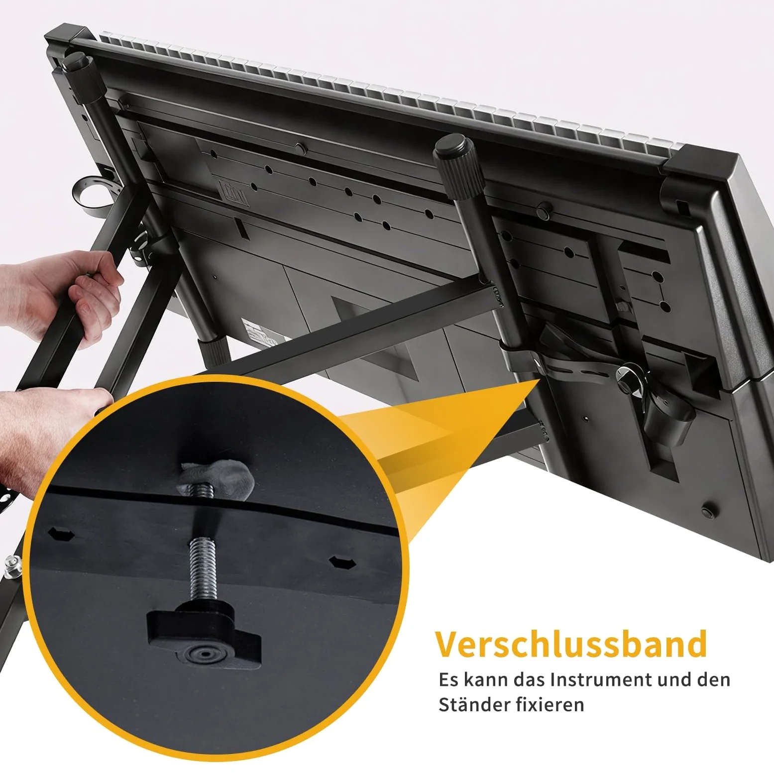 Supporto Tastiera 88 Tasti Doppia X 30KG, Stand Pianoforte Digitale Regolabile 49-97cm, Cavalletto Tastiera Universale 61/76/88 Tasti, Pieghevole in Acciaio Antiscivolo