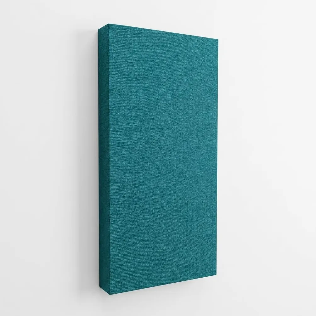 Pannello Fonoassorbente Rettangolare, Fibra di Poliestere Ignifugo, 5cm Spessore, Parete e Soffitto, 50x50cm e 100x50cm (Acquamarina, 100x50)