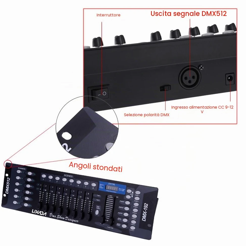 Lixada 192 Canali DMX512 Console Controllo Luce della Fase Discoteca DJ …